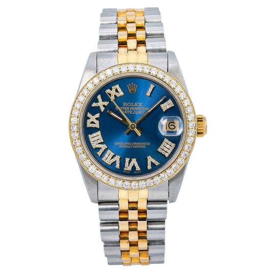 Rolex Lady-Datejust 68273 31MM Blue Diamond Dial With Two Tone Jubilee Bracelet