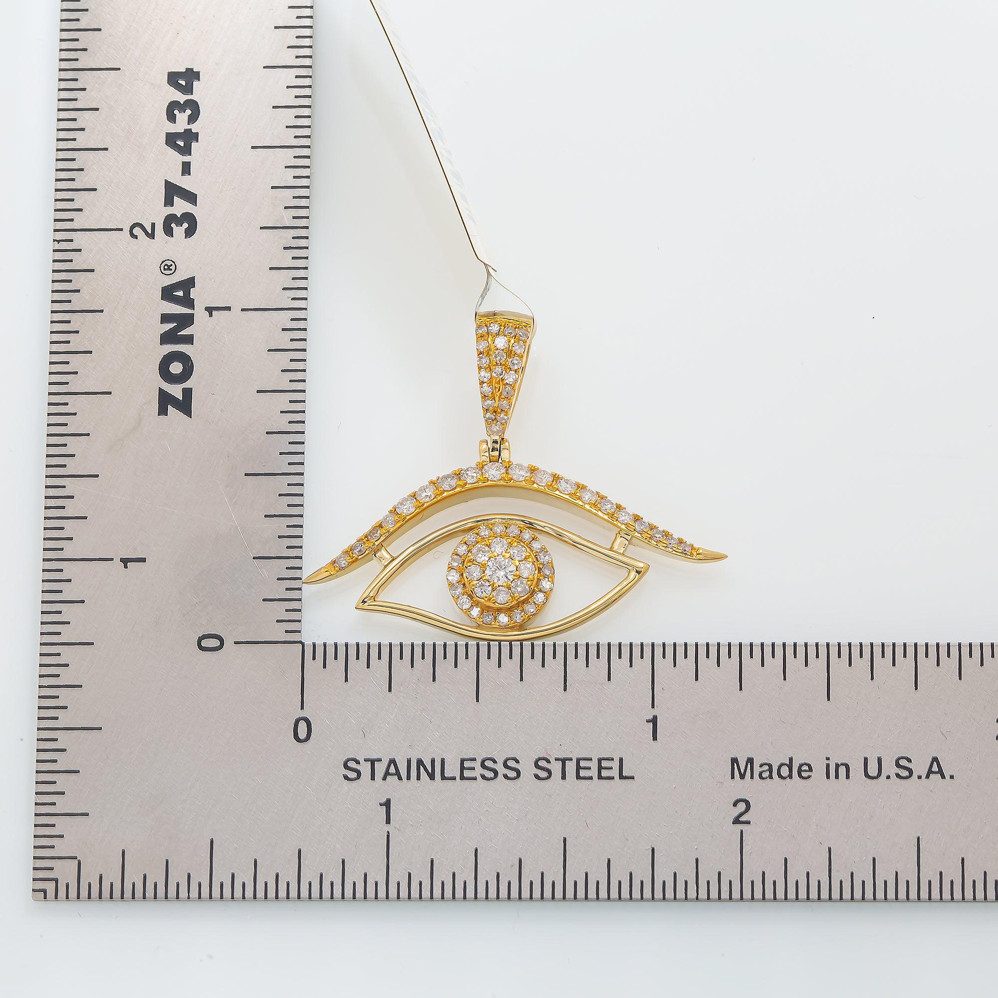 14K GOLD DIAMOND EYE PENDANT 0.52 CT