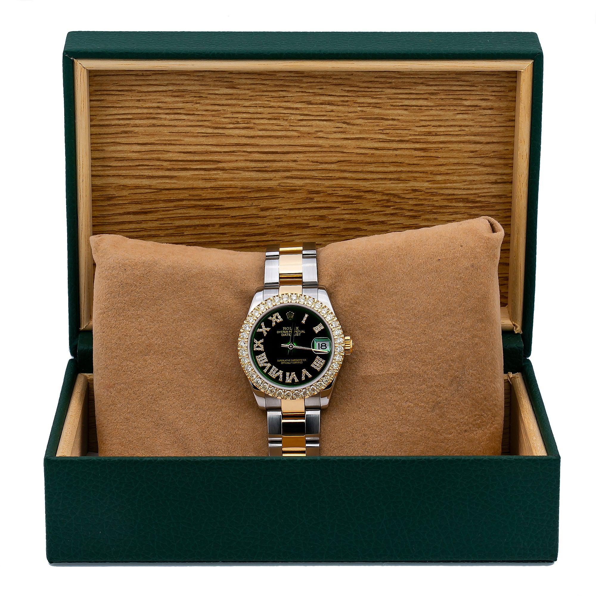 Rolex Datejust 178243 31MM Green Diamond Dial With 1.15 CT Diamonds