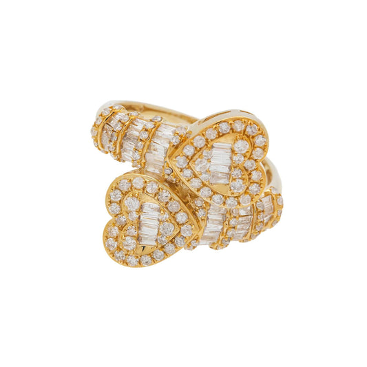 14K GOLD DIAMOND DOUBLE HEART RING 1.05 CT