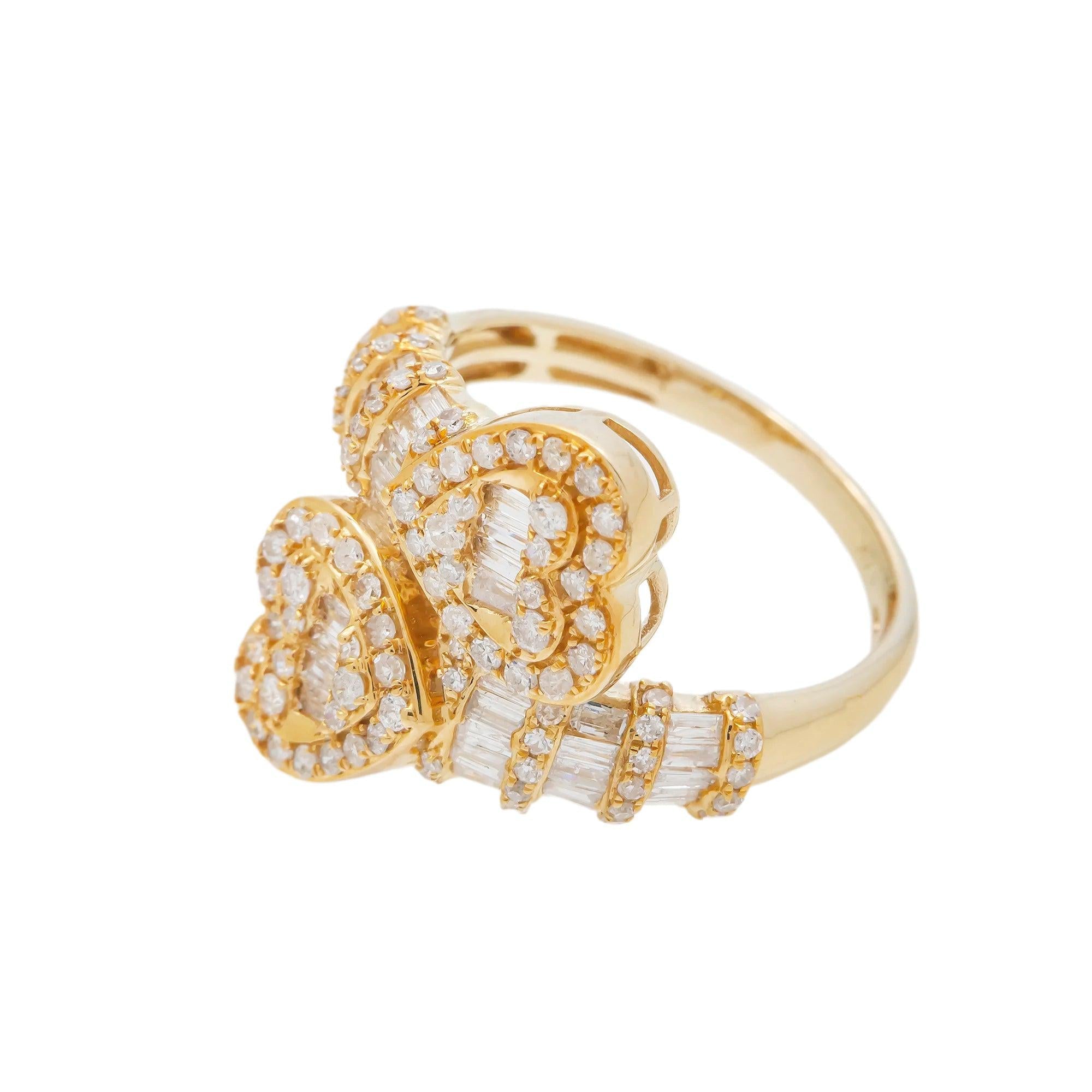 14K GOLD DIAMOND DOUBLE HEART RING 1.05 CT