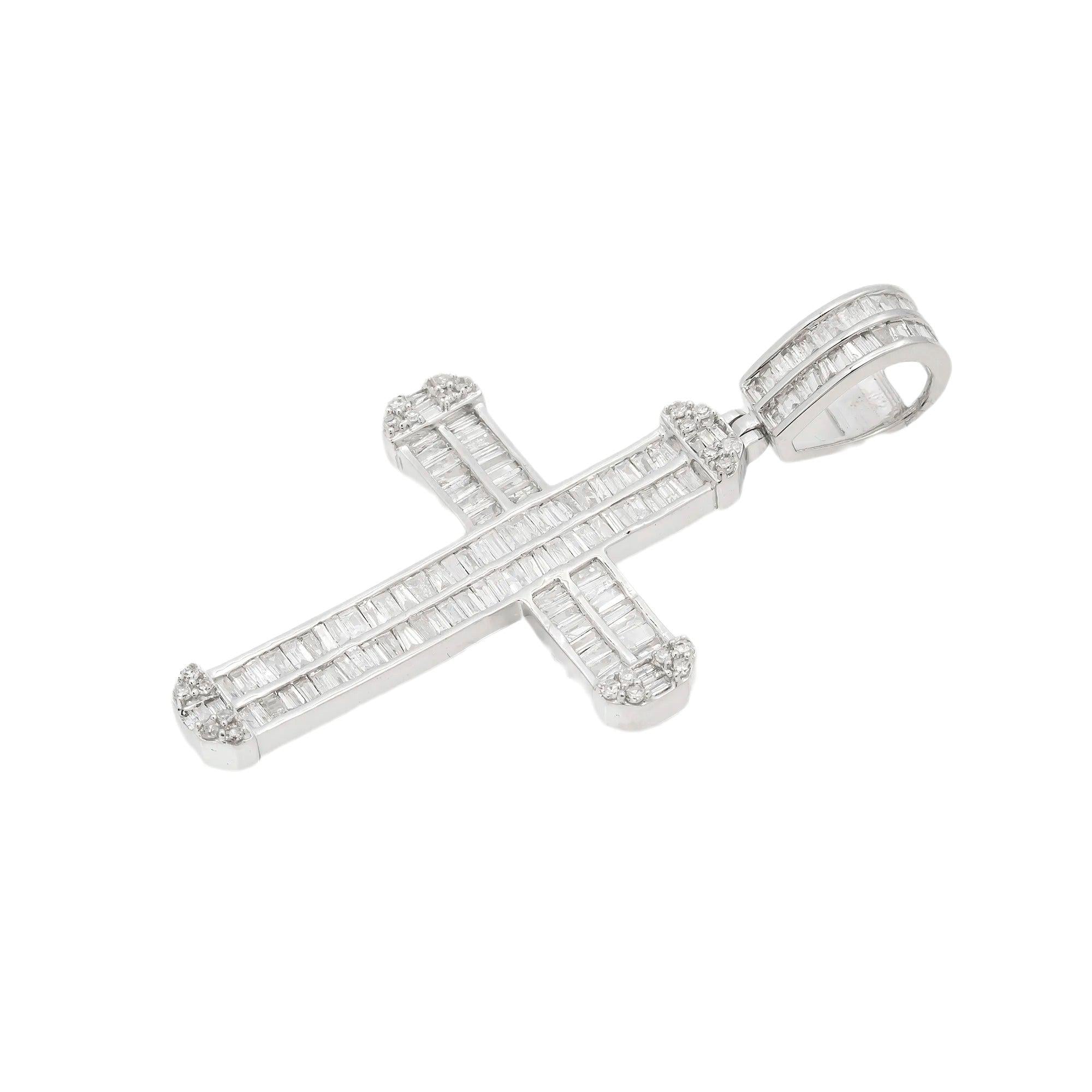 14K GOLD DIAMOND CROSS PENDANT 1.50 CT