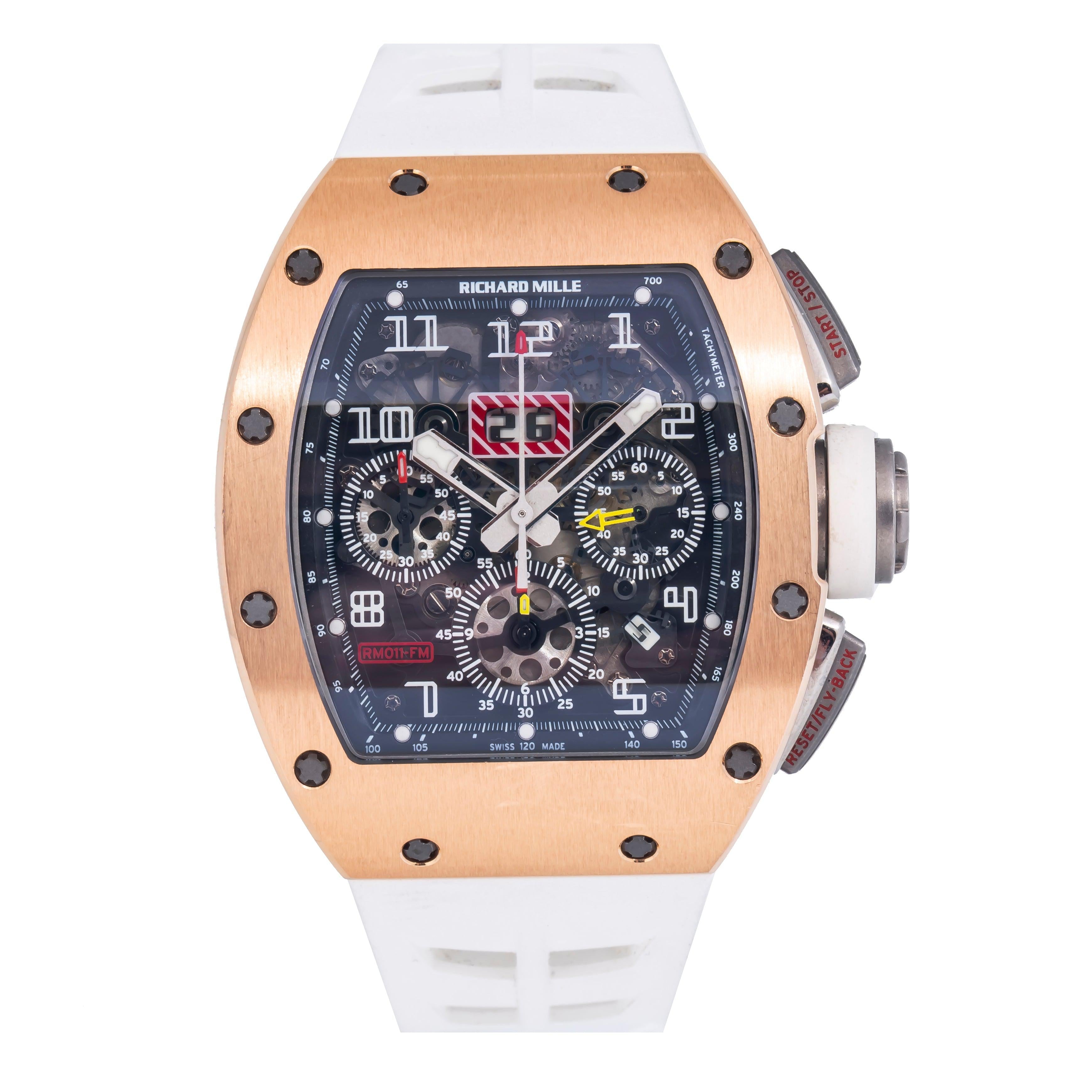 Richard Mille RM 011-FM Felipe Massa Chronograph 50MM Transparent Dial With White Rubber Bracelet