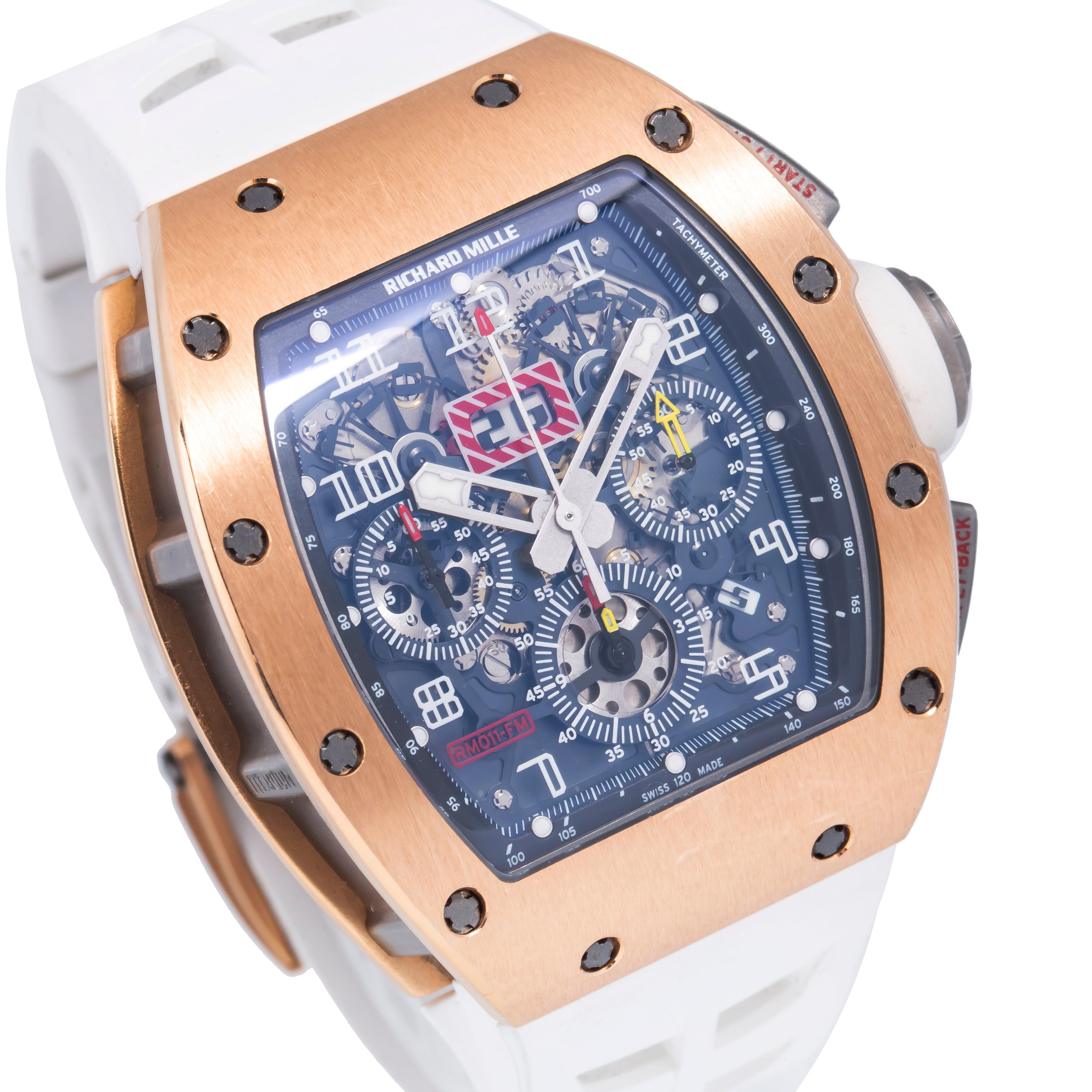 Richard Mille RM 011-FM Felipe Massa Chronograph 50MM Transparent Dial With White Rubber Bracelet