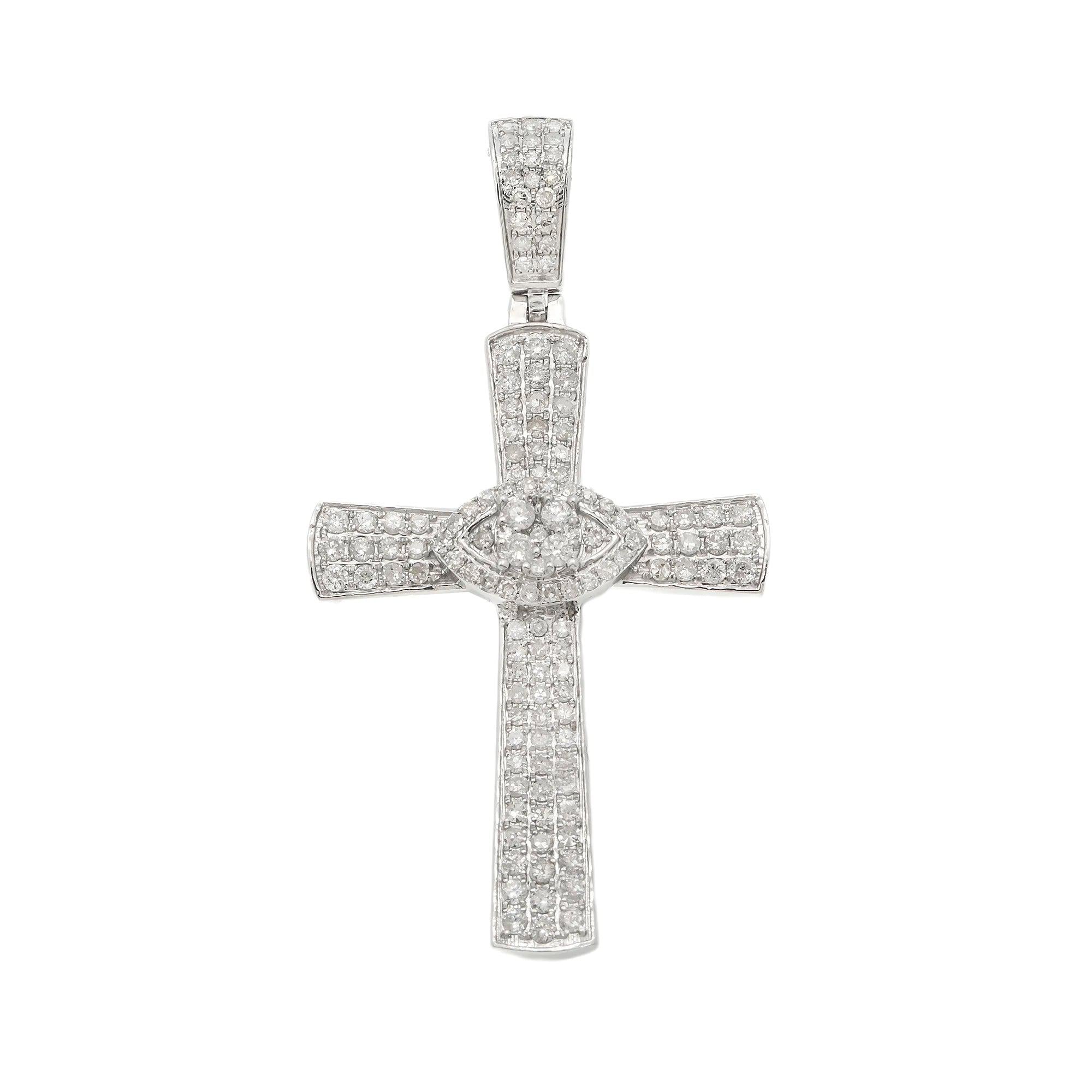 14K GOLD DIAMOND CROSS PENDANT 0.92 CT