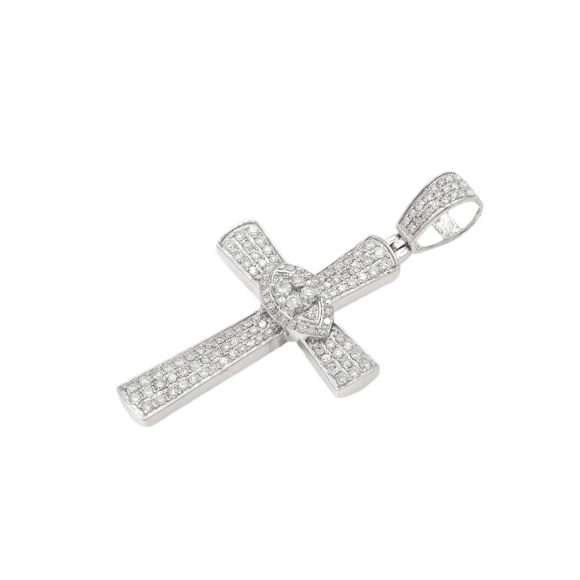 14K GOLD DIAMOND CROSS PENDANT 0.92 CT