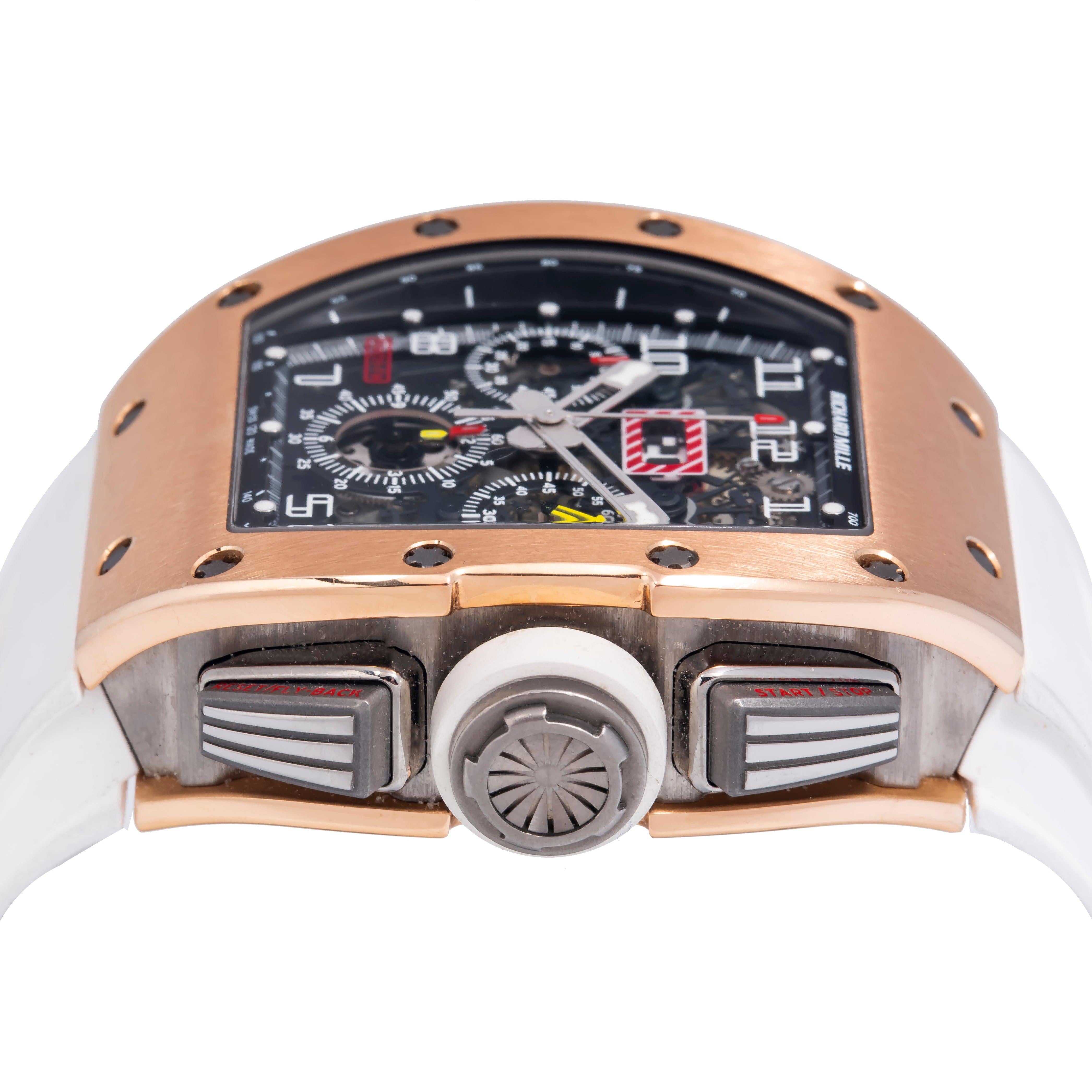 Richard Mille RM 011-FM Felipe Massa Chronograph 50MM Transparent Dial With White Rubber Bracelet