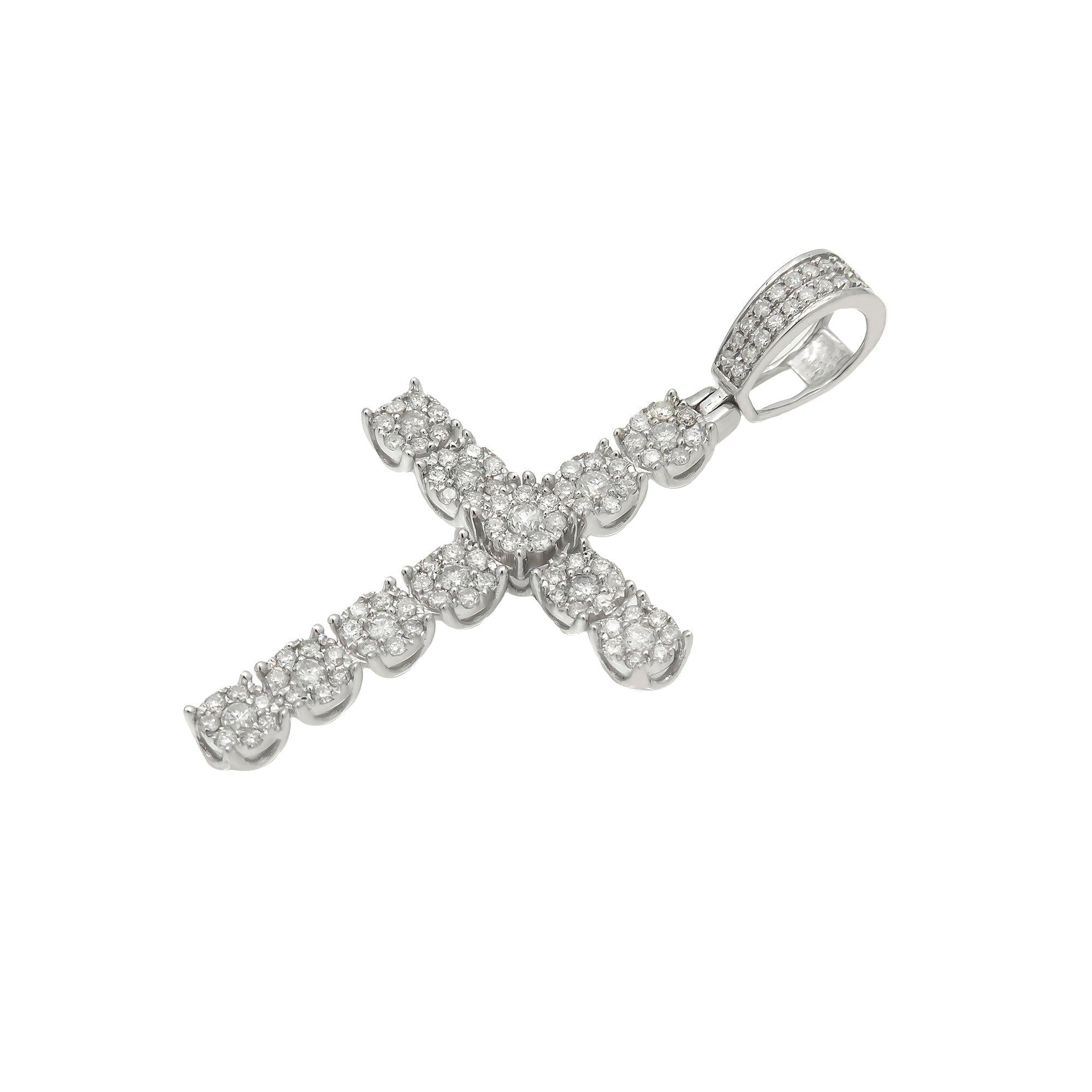 14K GOLD DIAMOND CROSS PENDANT 1.00 CT