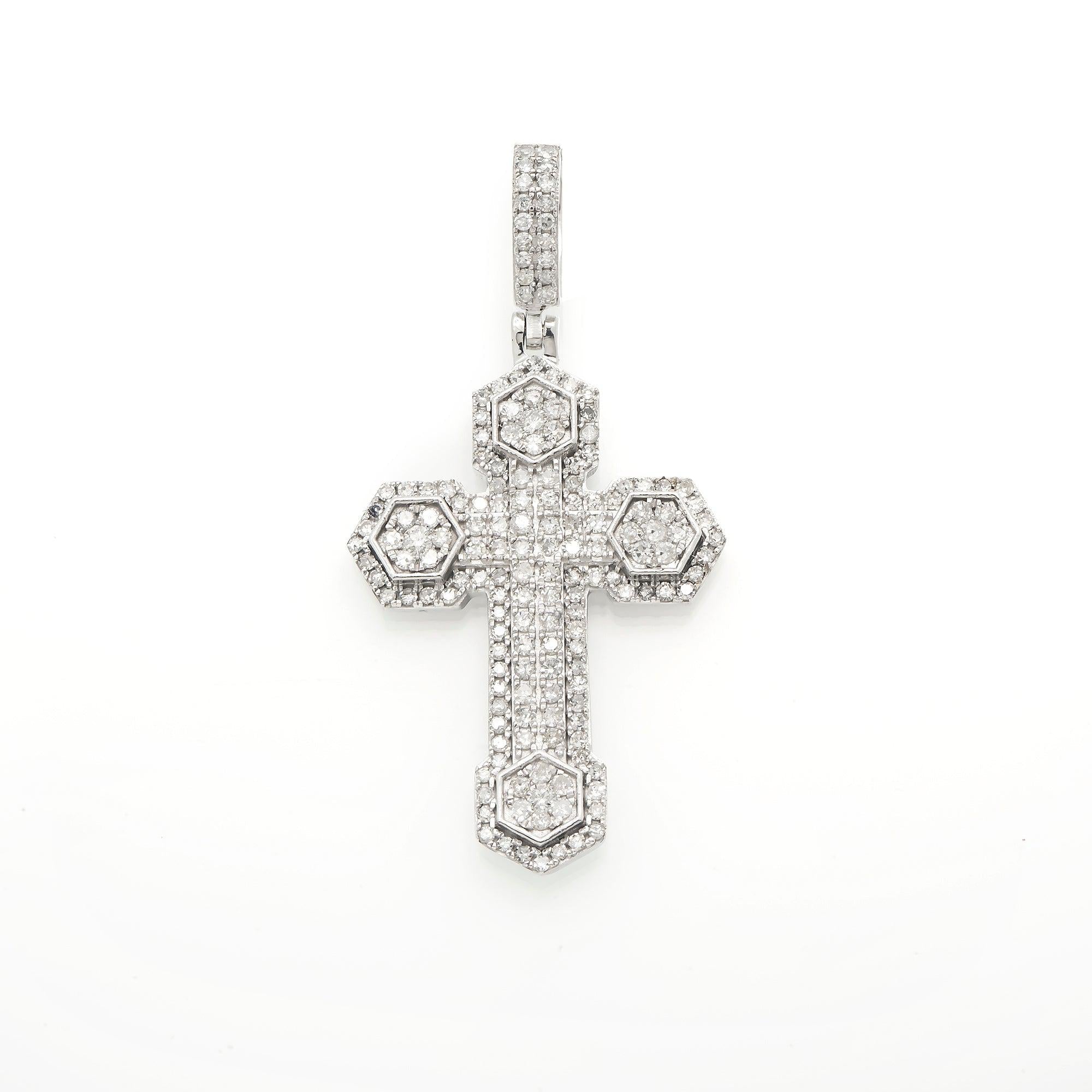 14K GOLD DIAMOND CROSS PENDANT 0.93 CT
