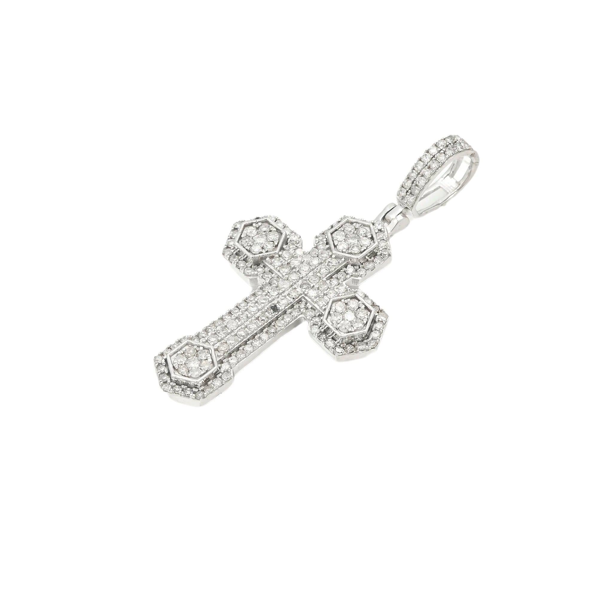 14K GOLD DIAMOND CROSS PENDANT 0.93 CT