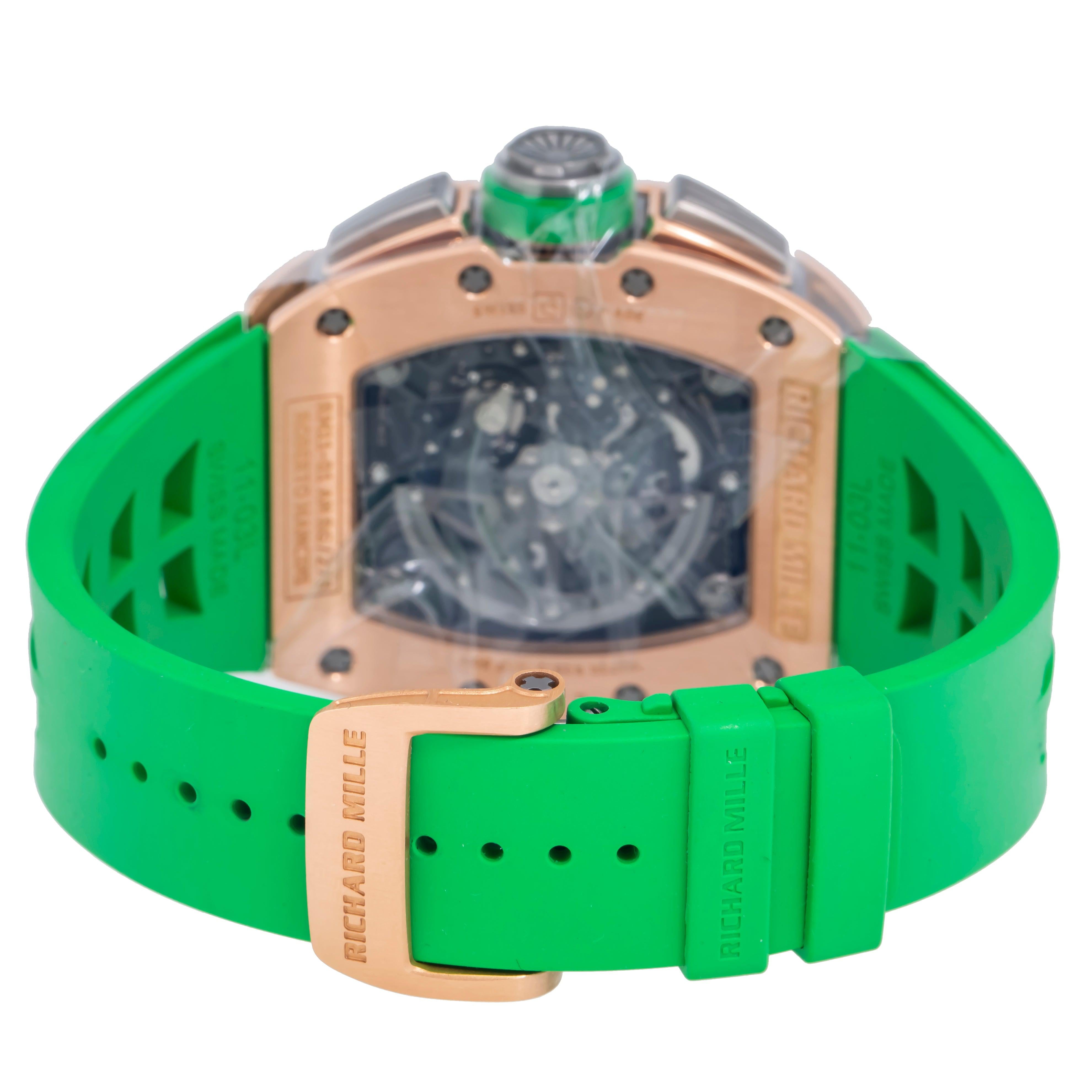 Richard Mille Roberto Mancini RM11-01 50MM Transparent Dial With Green Rubber Bracelet