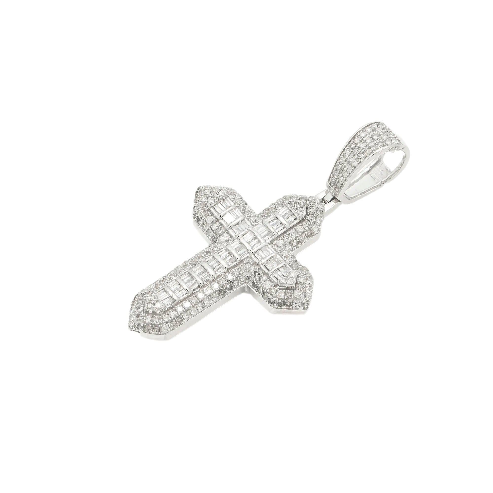 14K GOLD DIAMOND CROSS PENDANT 1.02 CT