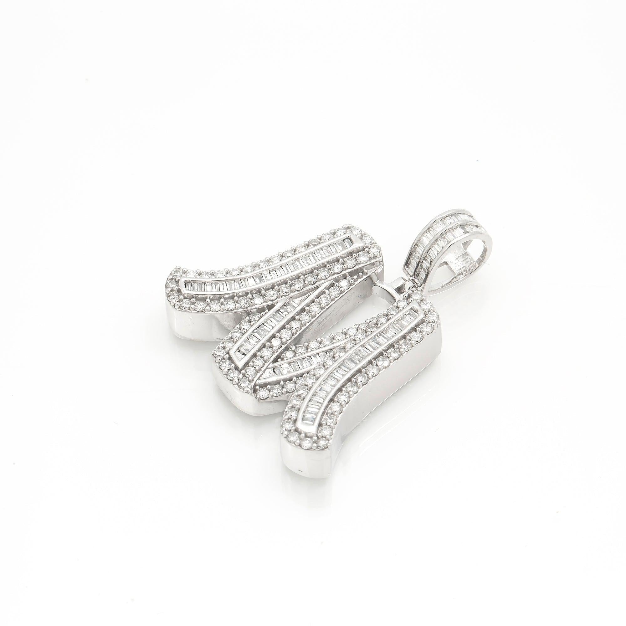 14K GOLD DIAMOND INITIAL M PENDANT 1.49 CT