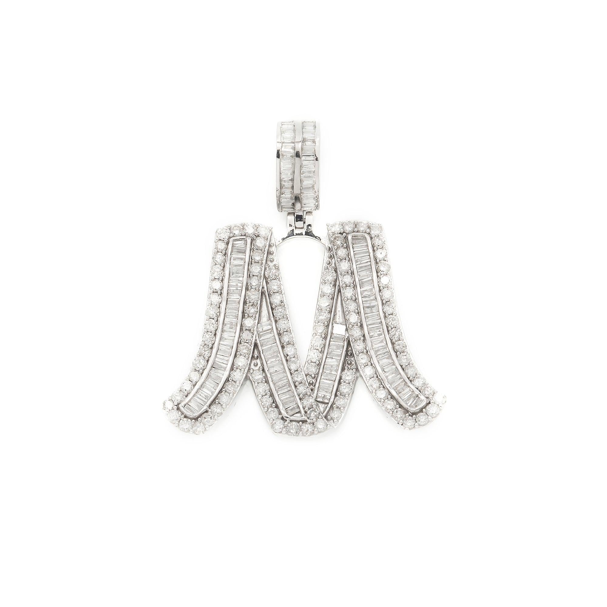 14K GOLD DIAMOND INITIAL M PENDANT 2.96 CT