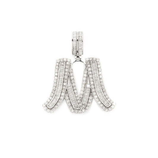 14K GOLD DIAMOND INITIAL M PENDANT 2.96 CT