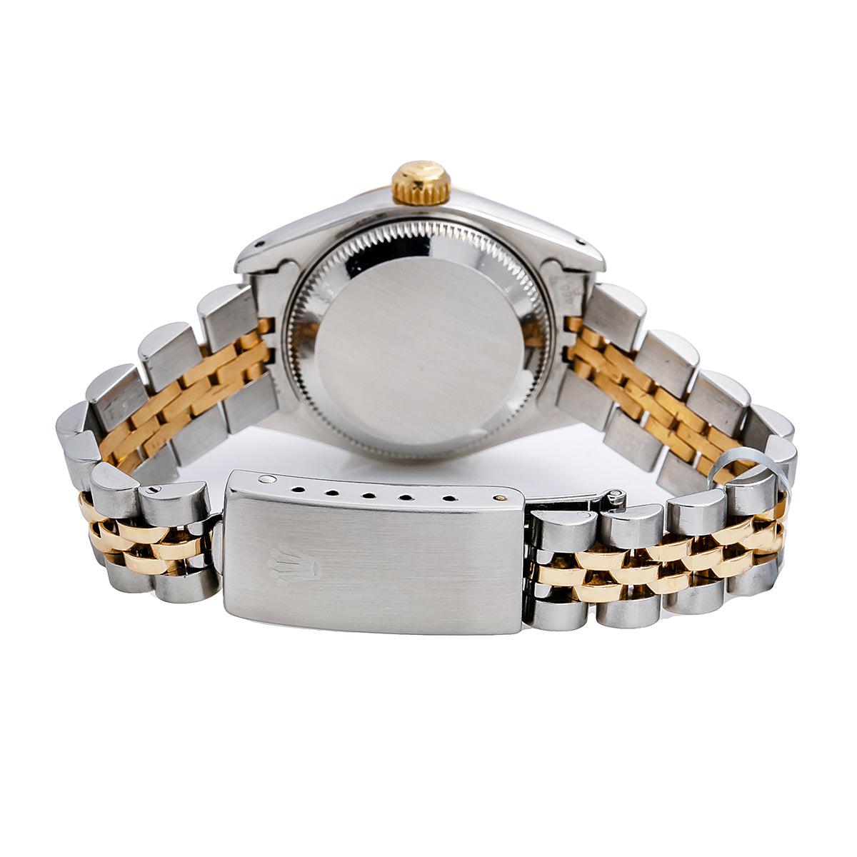 Rolex Datejust Two Tone Diamond Watch, 6917 26mm, Blue Dial with Diamond Hour Marks