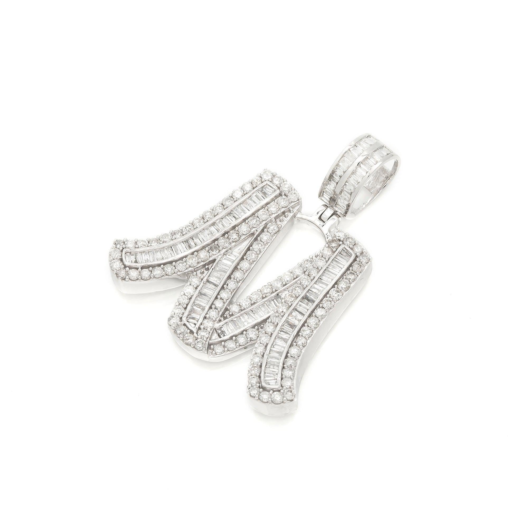 14K GOLD DIAMOND INITIAL M PENDANT 2.96 CT