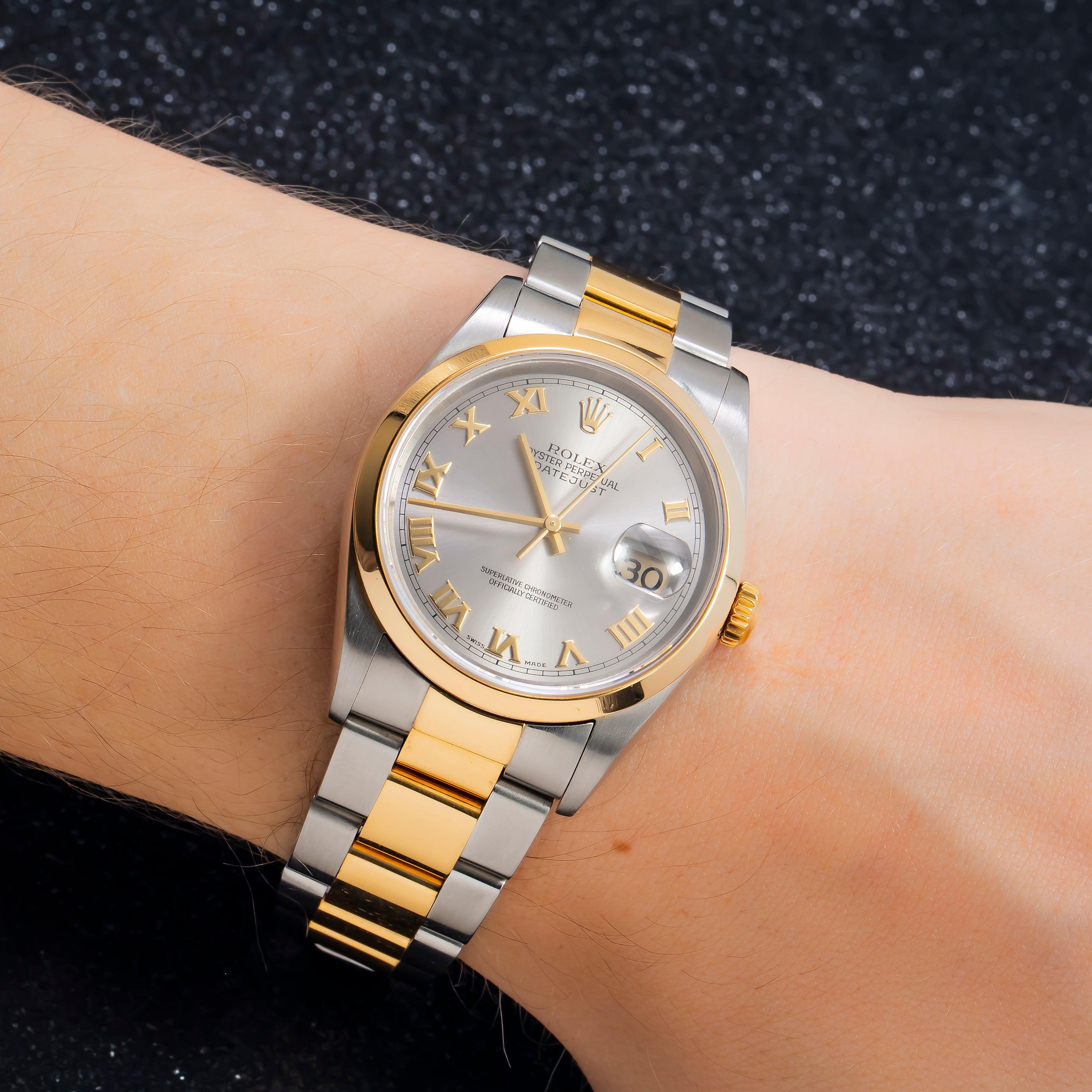 Rolex Datejust 16203 36MM Slate Grey Dial With Two Tone Oyster Bracelet