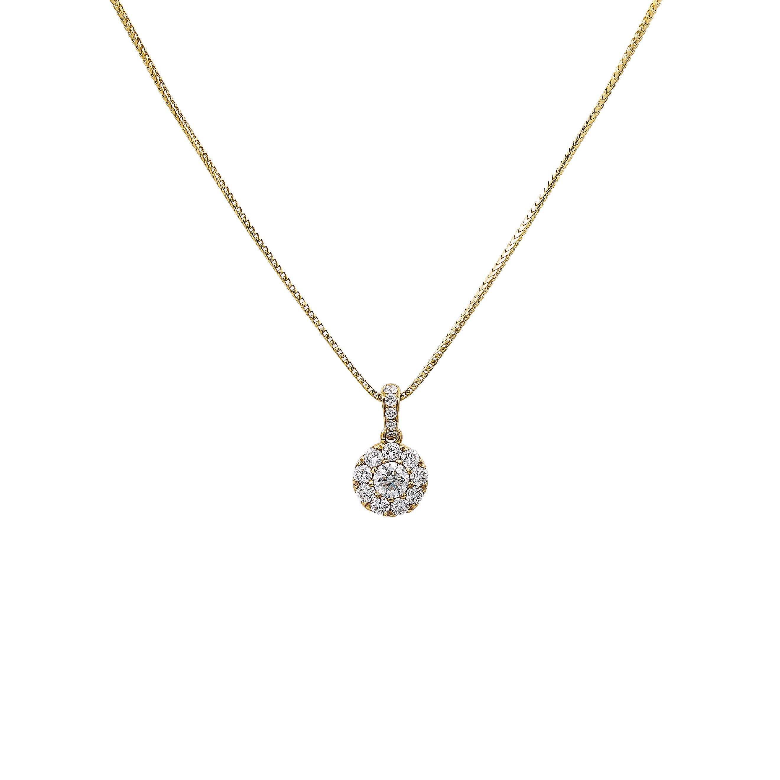 Gold Disk Pendant With Diamonds available in White & Yellow Gold