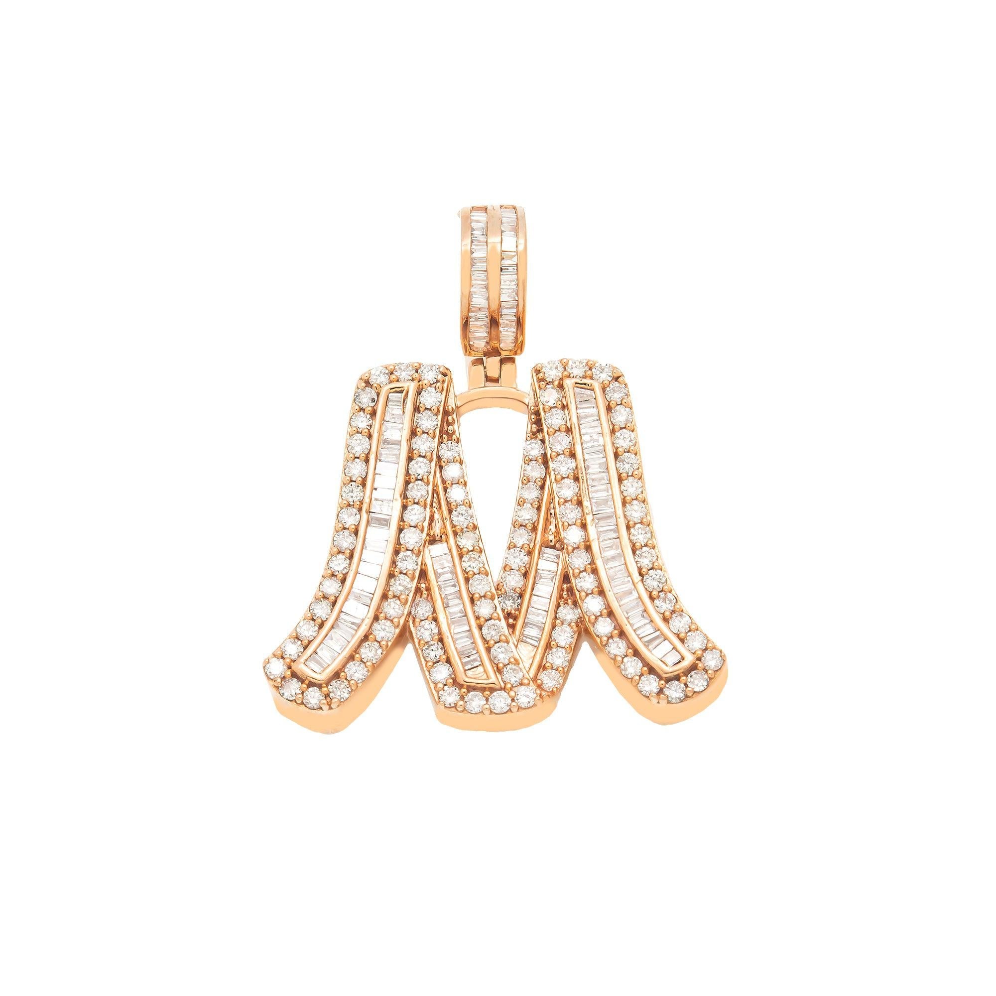 14K GOLD DIAMOND INITIAL M PENDANT 1.49 CT