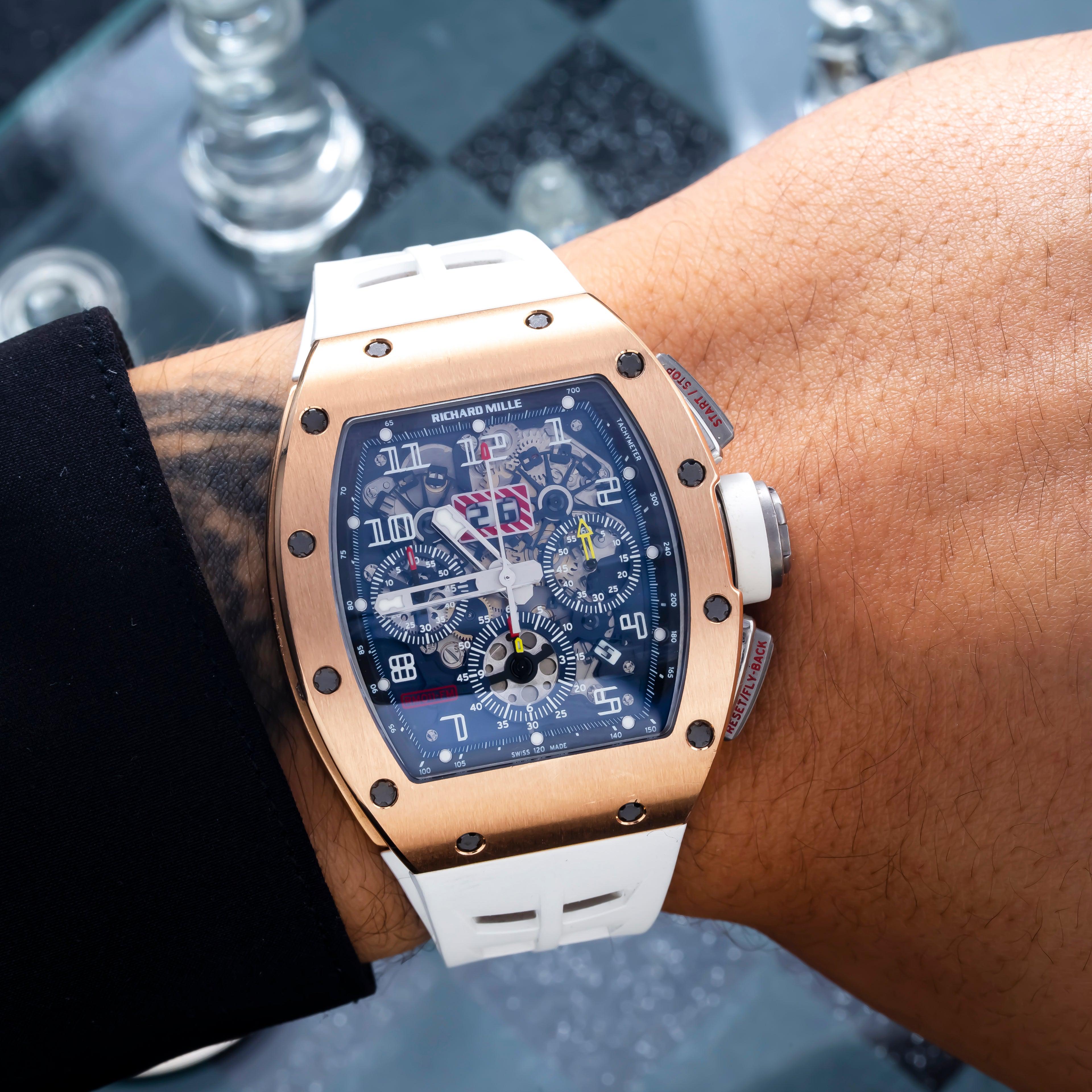 Richard Mille RM 011-FM Felipe Massa Chronograph 50MM Transparent Dial With White Rubber Bracelet