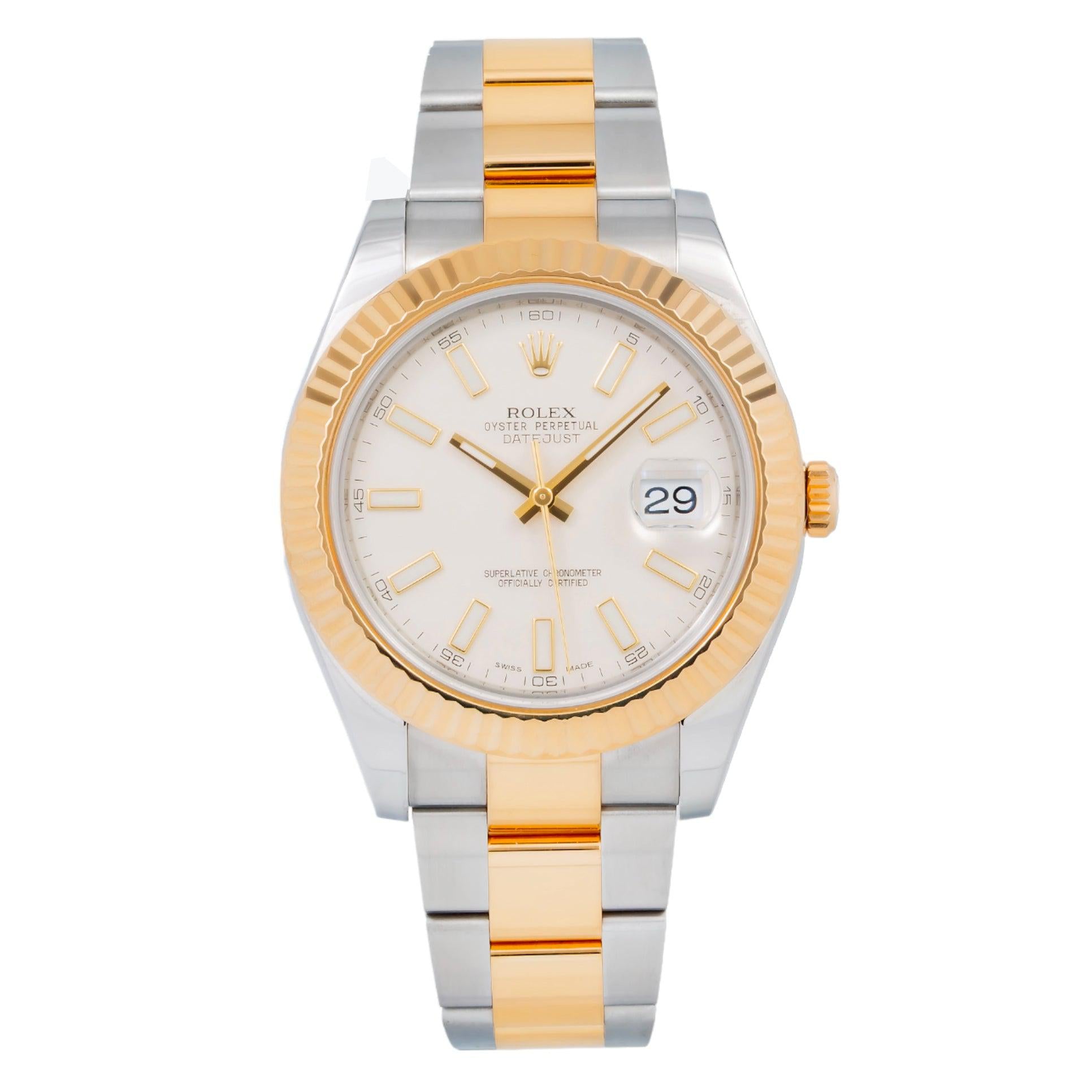 Rolex Datejust II 116333 41MM White Dial With Two Tone Oyster Bracelet