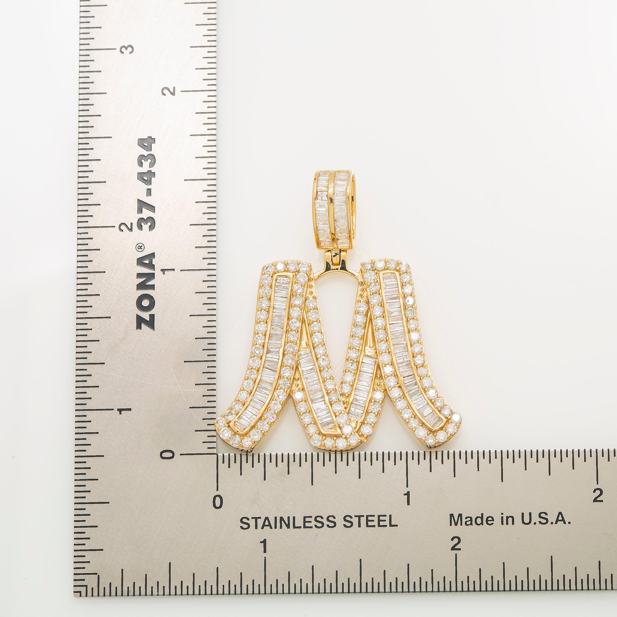 14K GOLD DIAMOND INITIAL M PENDANT 2.96 CT