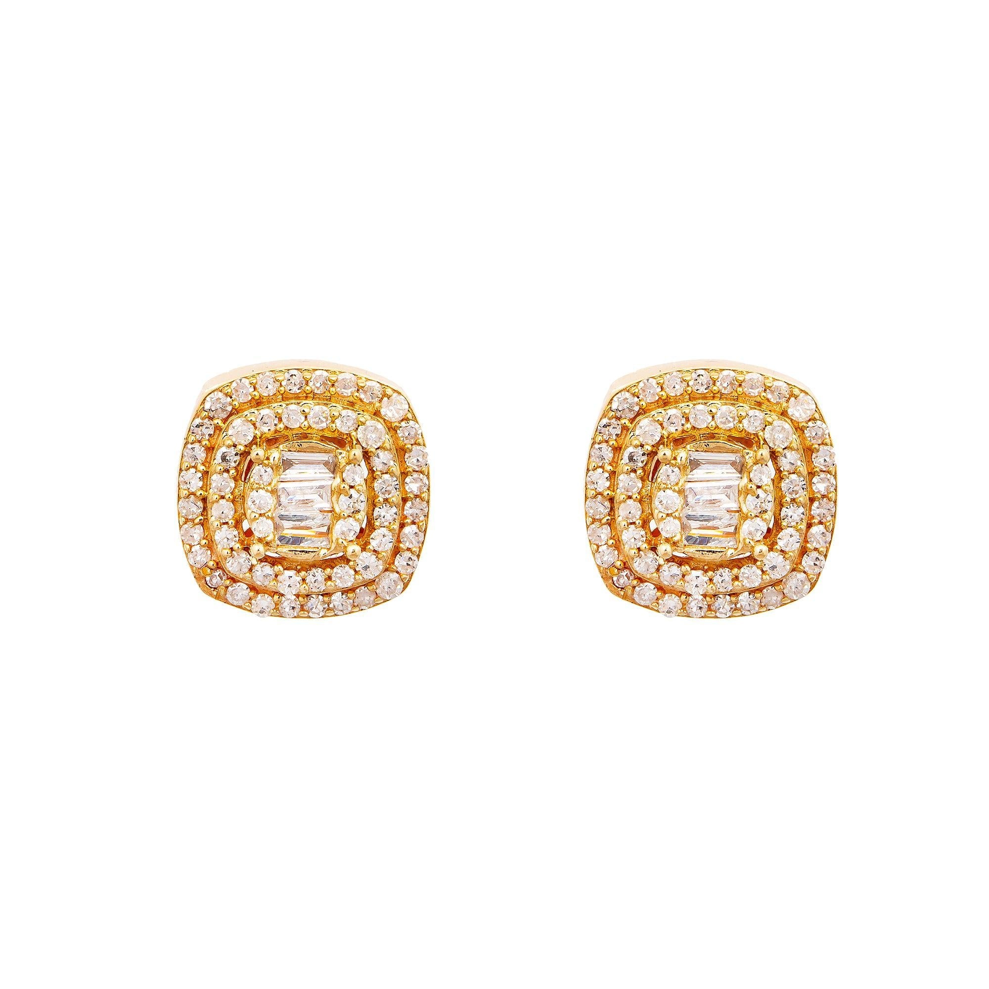 14K Yellow Gold Unisex Earrings with 0.57 CT Diamonds