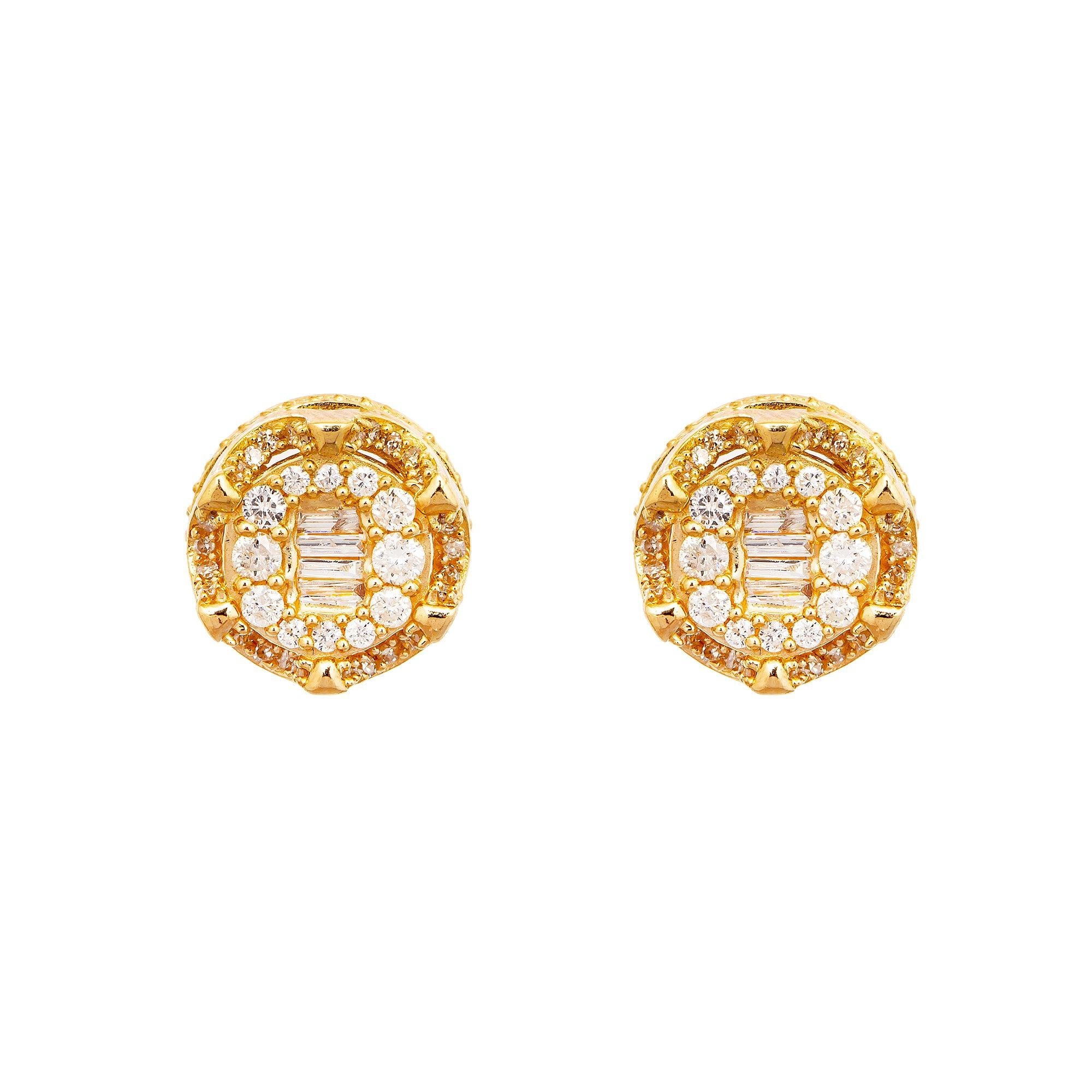 14K Yellow Gold Unisex Earrings with 0.76 CT Diamonds