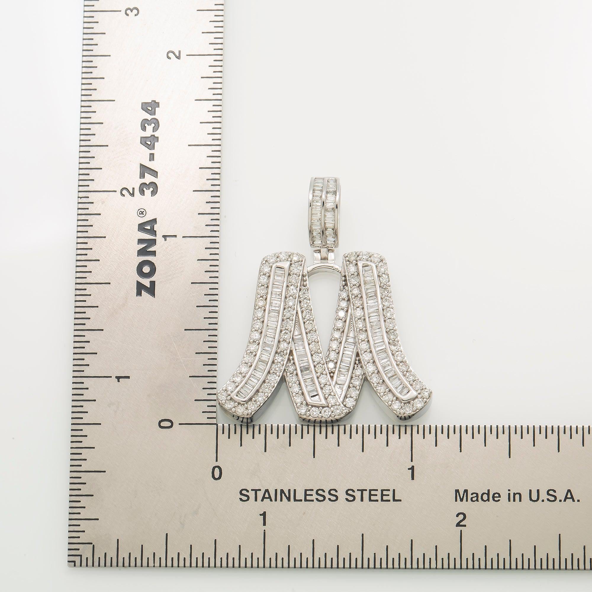 14K GOLD DIAMOND INITIAL M PENDANT 1.49 CT