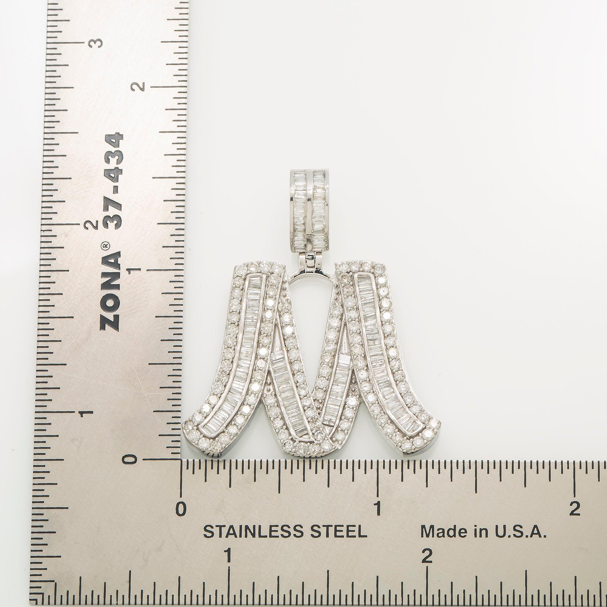 14K GOLD DIAMOND INITIAL M PENDANT 2.96 CT