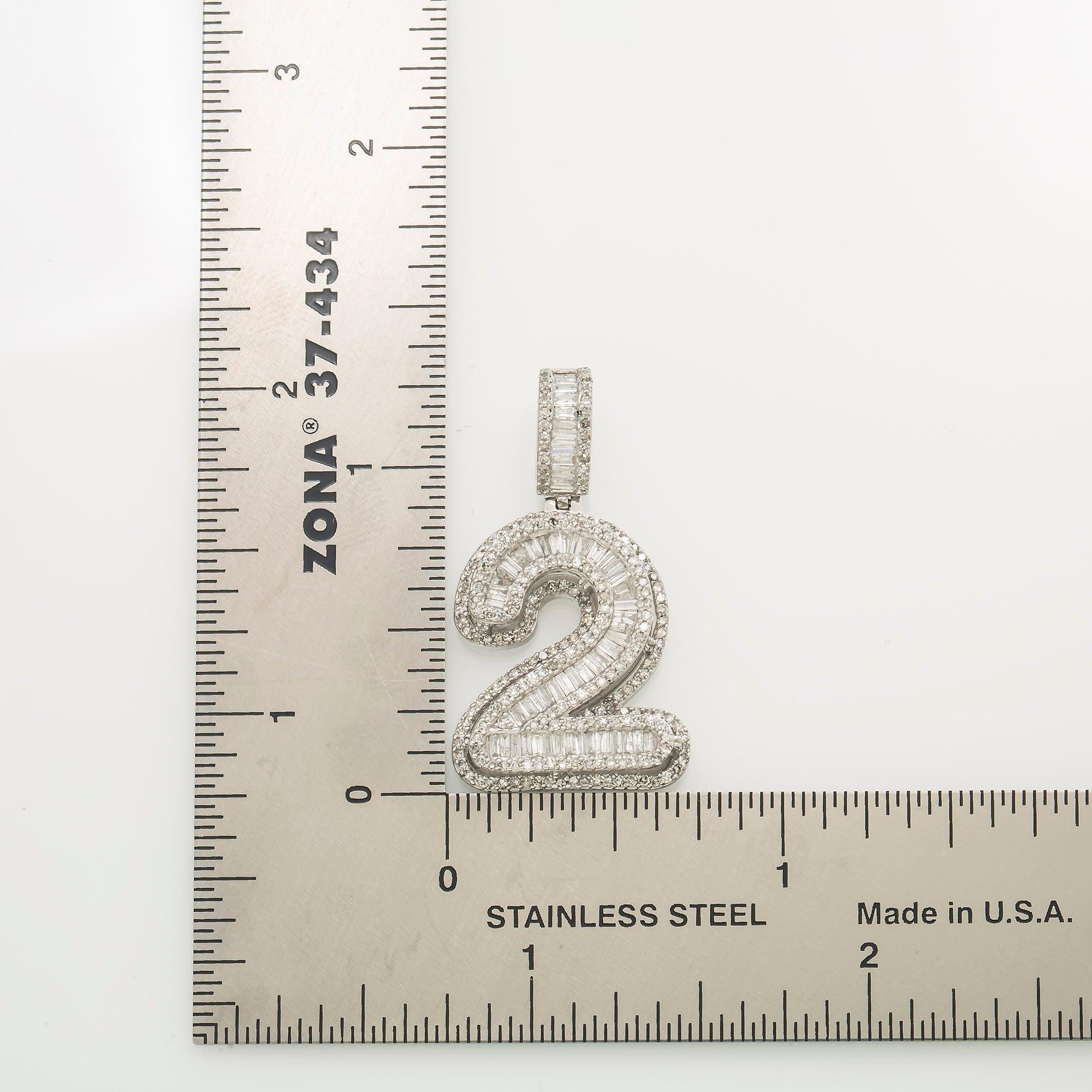 14K GOLD DIAMOND NUMBER 2 PENDANT 1.28 CT