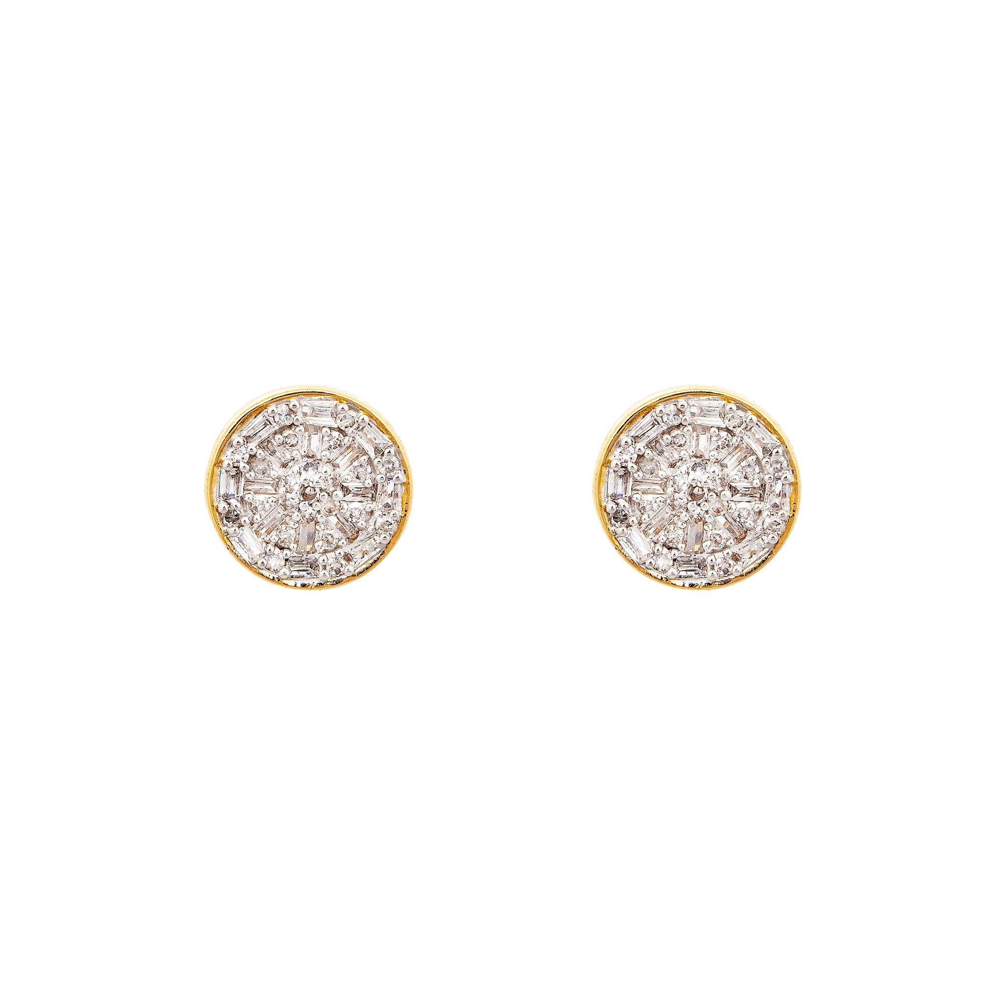 14K Yellow Gold Unisex Earrings with 0.32 CT Diamonds