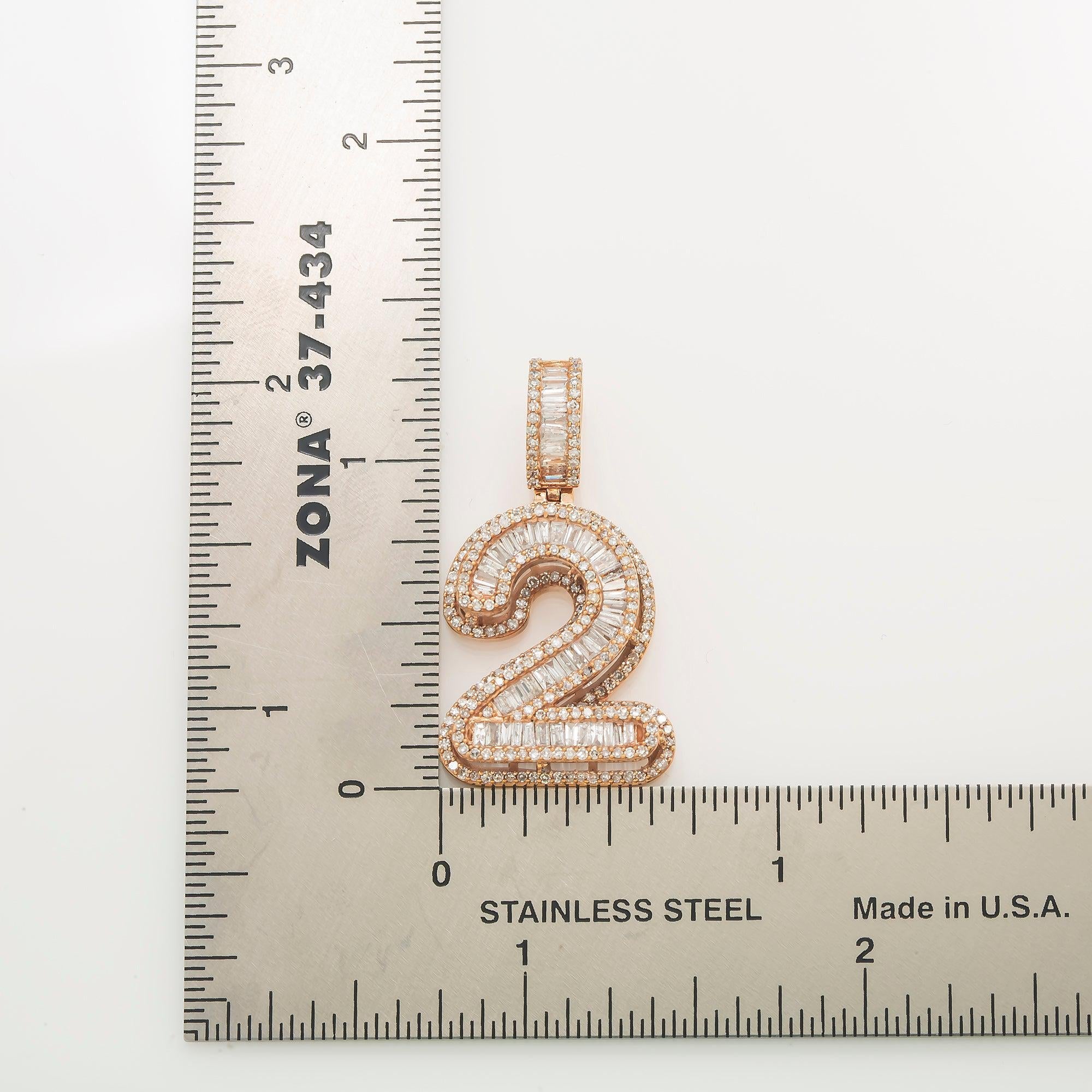 14K GOLD DIAMOND NUMBER 2 PENDANT 1.28 CT