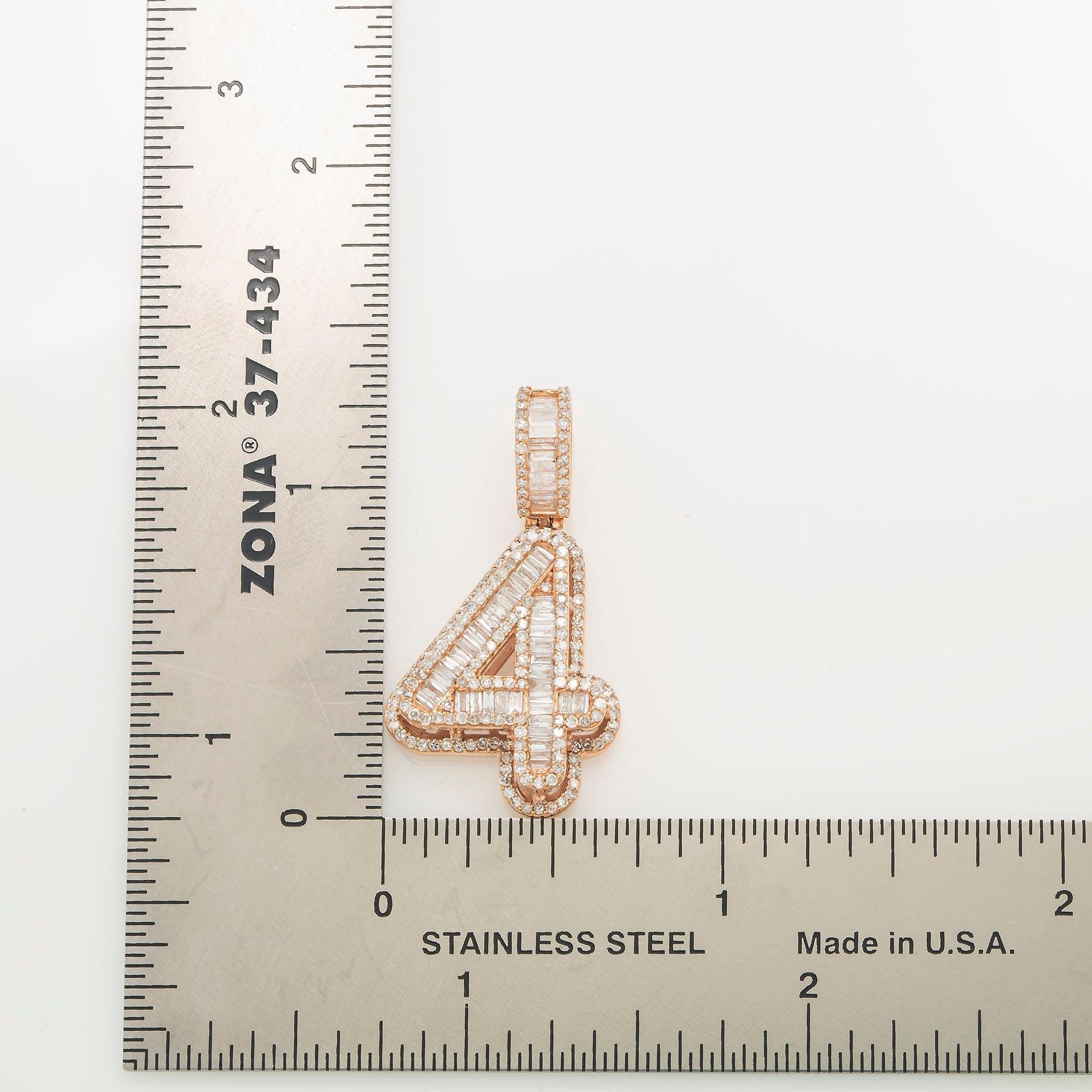 14K GOLD DIAMOND NUMBER 4 PENDANT 1.14 CT