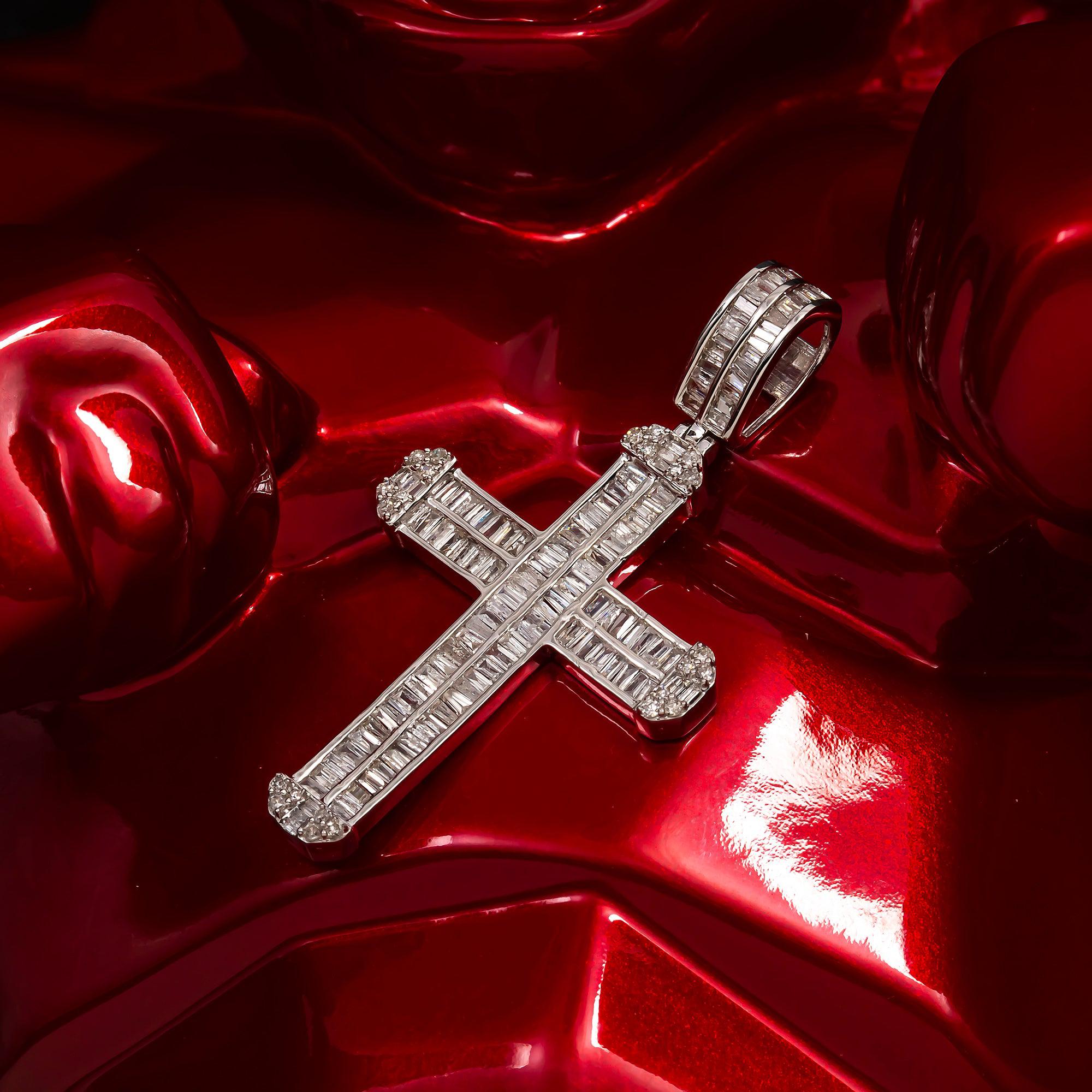 14K GOLD DIAMOND CROSS PENDANT 1.50 CT