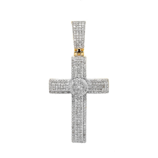 Unisex 14K Yellow Gold Cross Pendant with 0.82 CT Diamonds