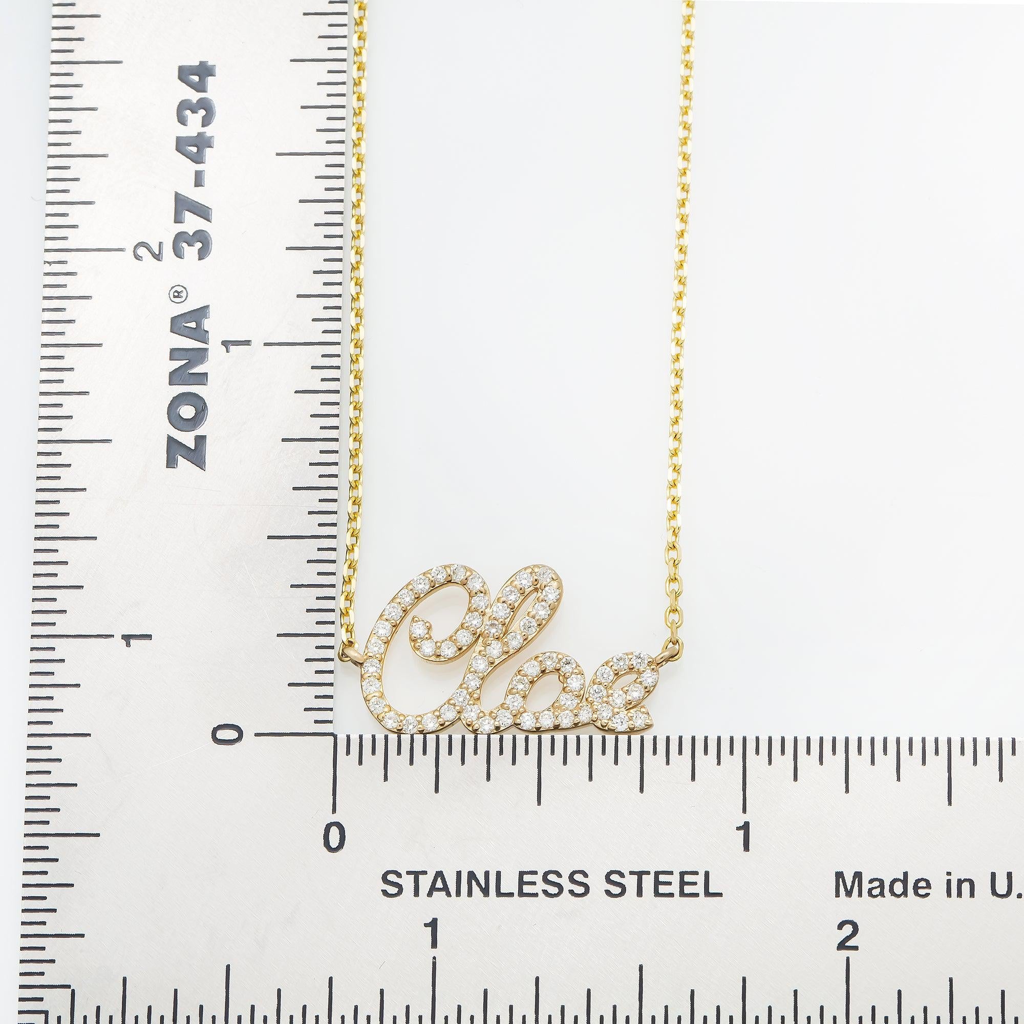 10K OR 14K YELLOW GOLD DIAMOND CUSTOM NAME NECKLACE
