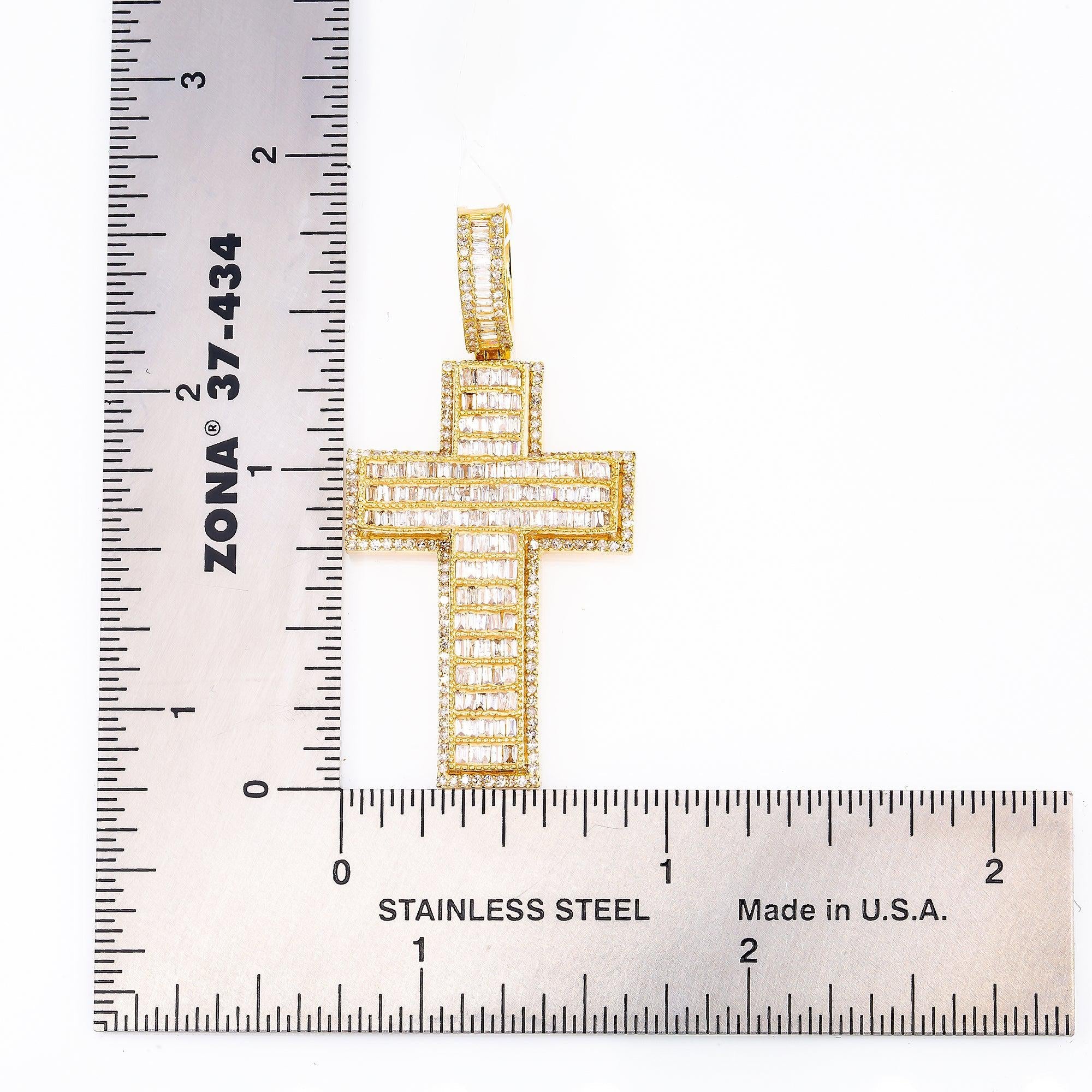 Unisex 14K Yellow Gold Cross Pendant with 1.42 CT Diamonds