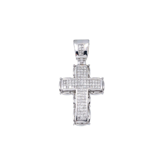 14K GOLD DIAMOND INVISIBLE CROSS PENDANT 1.50 CT