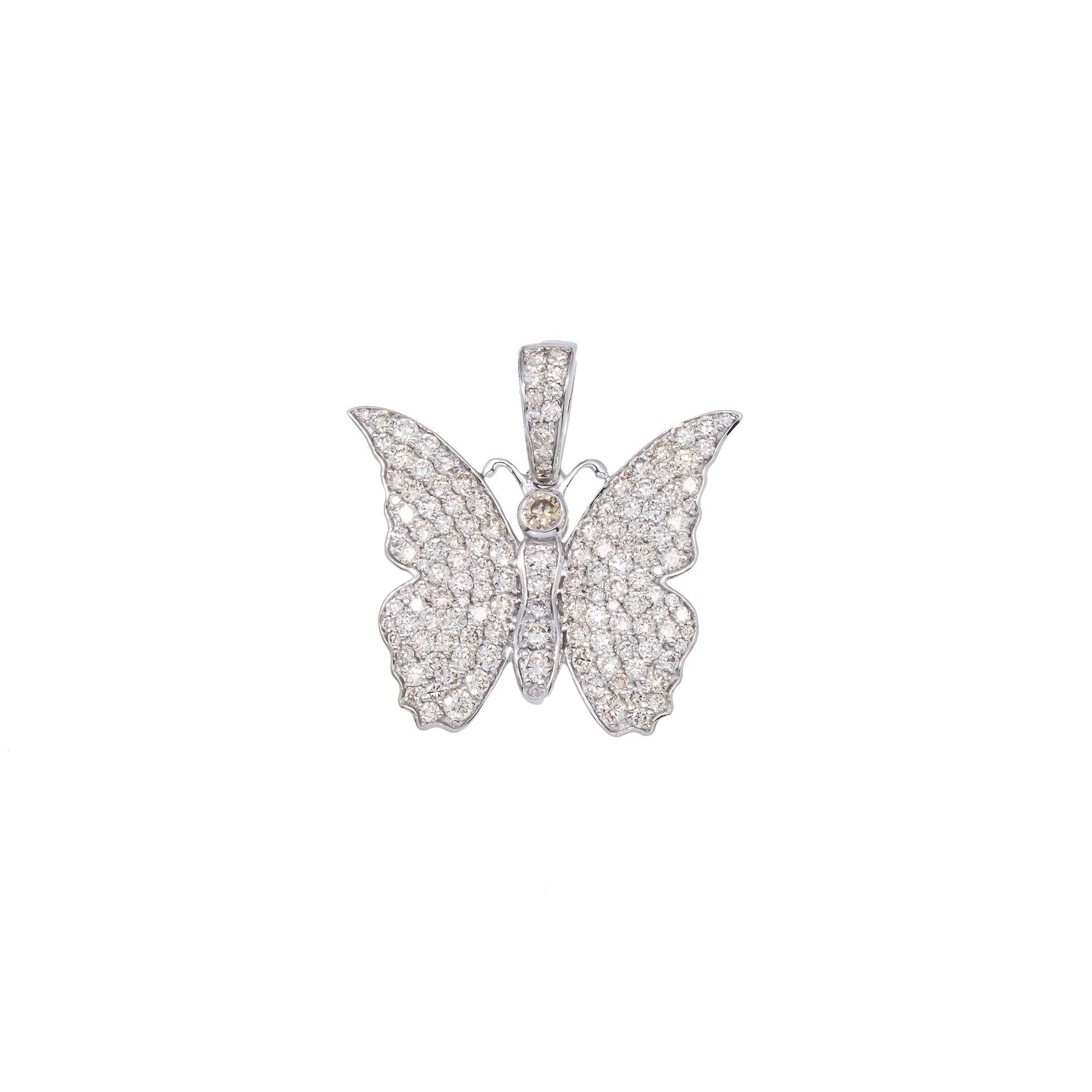 14K GOLD DIAMOND BUTTERFLY PENDANT 2.50 CT