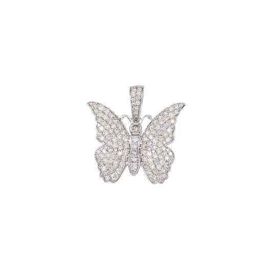 14K GOLD DIAMOND BUTTERFLY PENDANT 2.50 CT