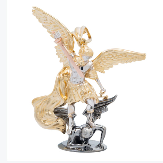 10K GOLD TRICOLOR ST. MICHAEL ARCHANGEL PENDANT