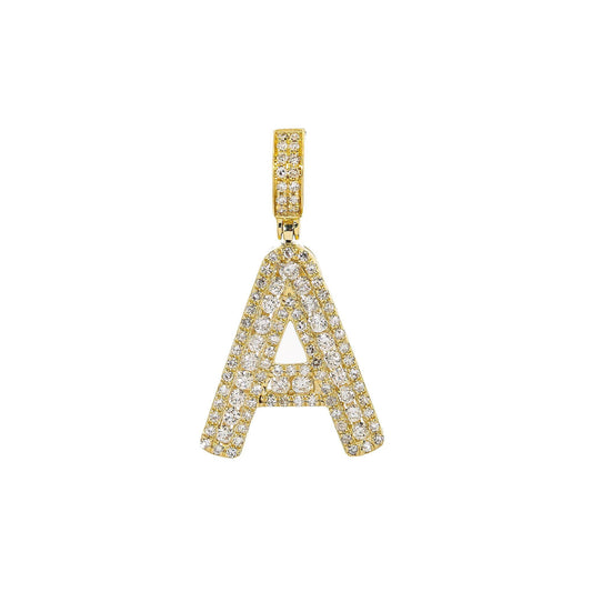 10K YELLOW GOLD UNISEX LETTER A PENDANT WITH 0.65 CT DIAMONDS