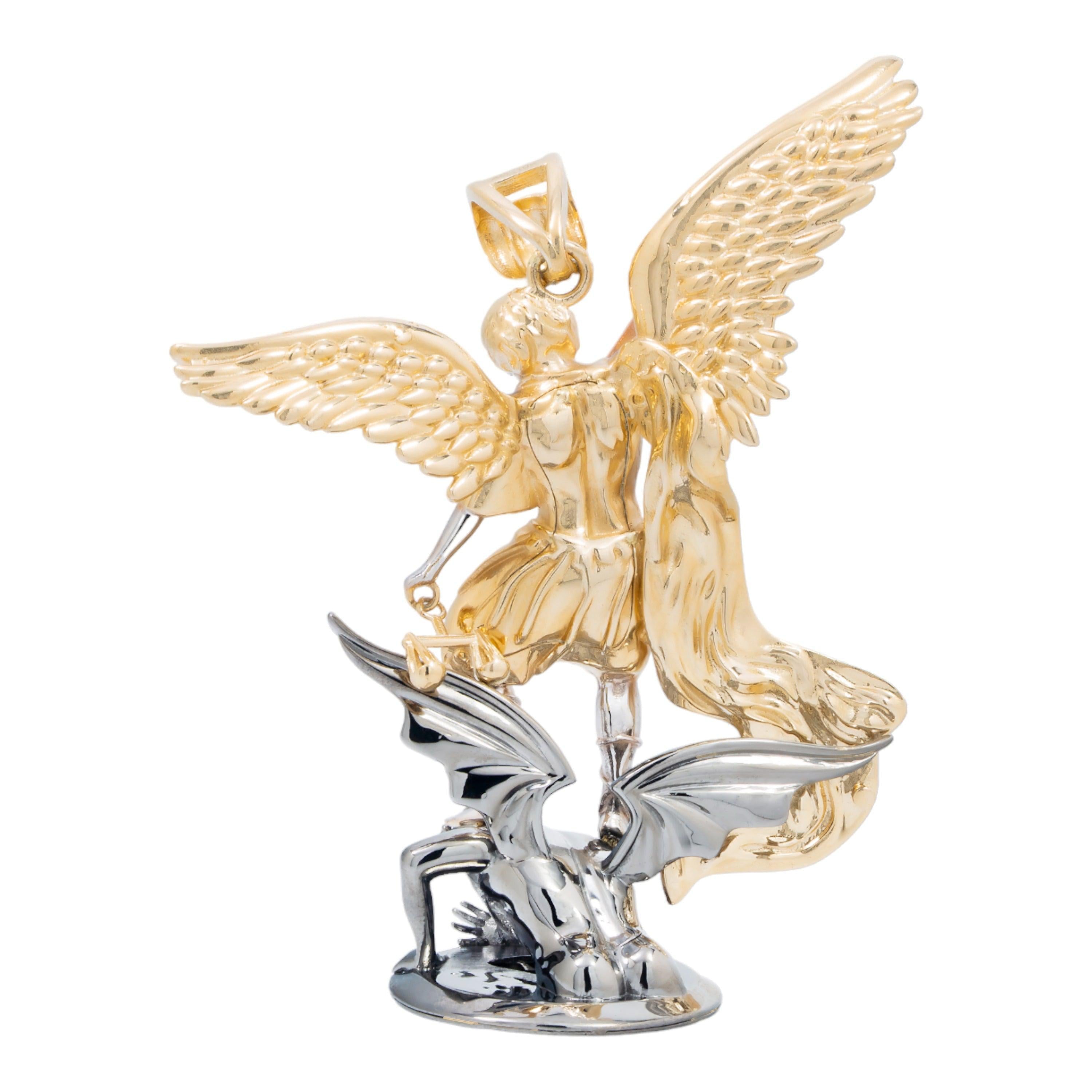 10K GOLD TRICOLOR ST. MICHAEL ARCHANGEL PENDANT