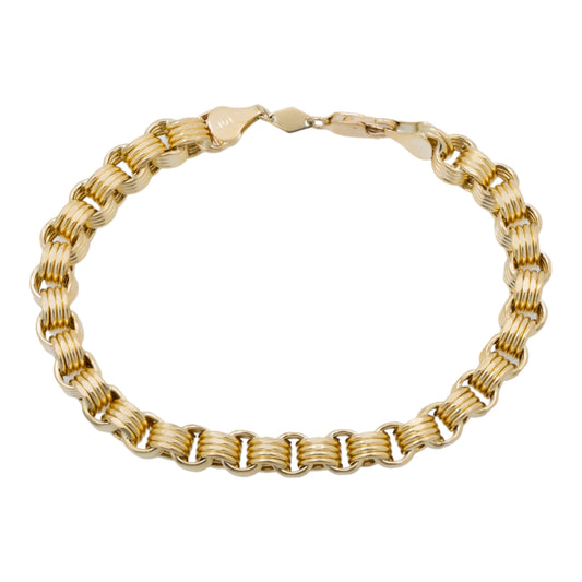 10K GOLD HOLLOW BOX BYZANTINE CHAIN BRACELET