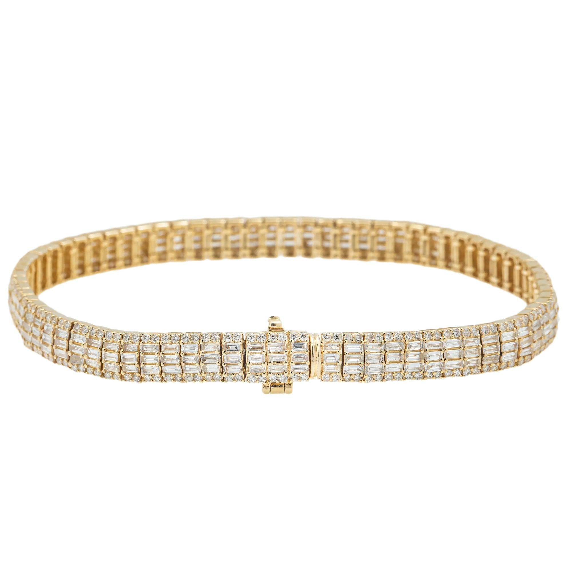 14K GOLD 8" BRACELET 5.46 CT DIAMONDS