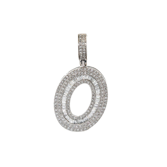 10K WHITE GOLD UNISEX LETTER O PENDANT WITH 0.69 CT DIAMONDS