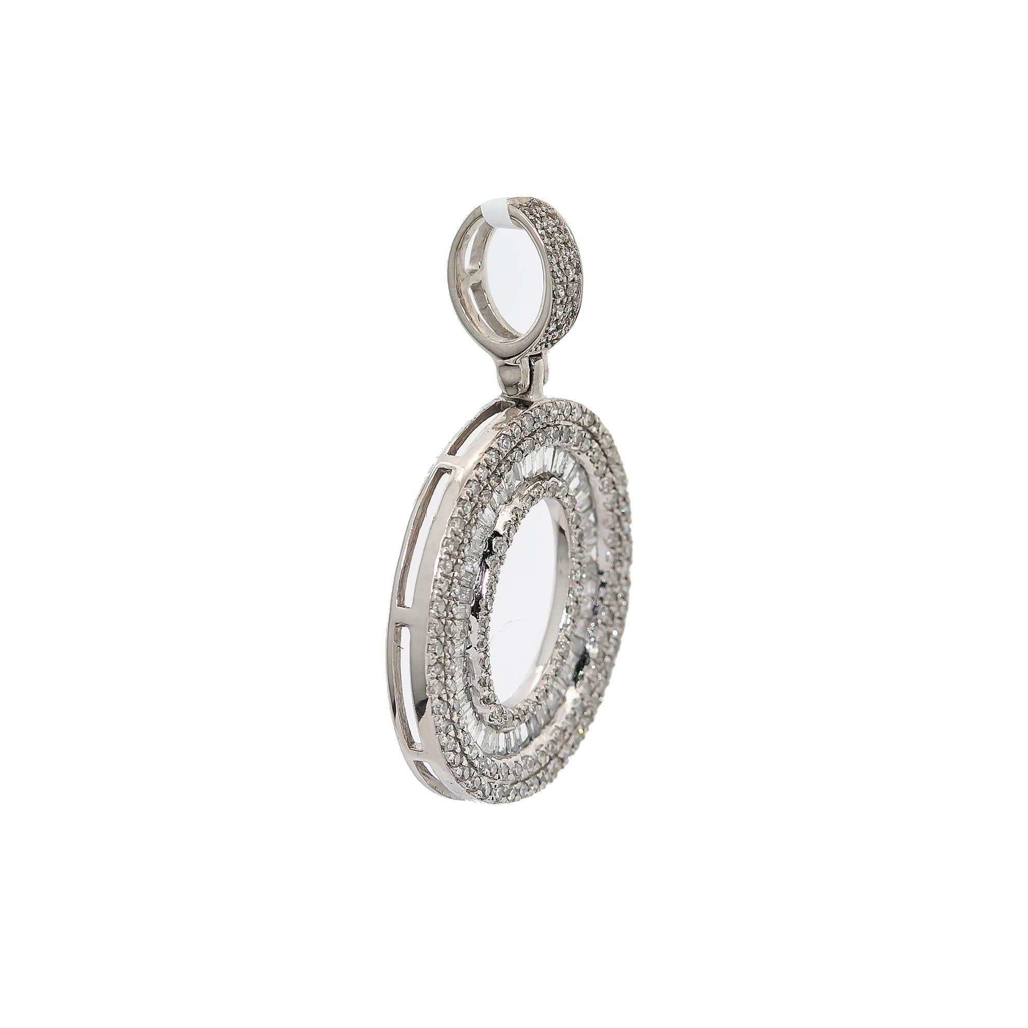 10K WHITE GOLD UNISEX LETTER O PENDANT WITH 0.69 CT DIAMONDS
