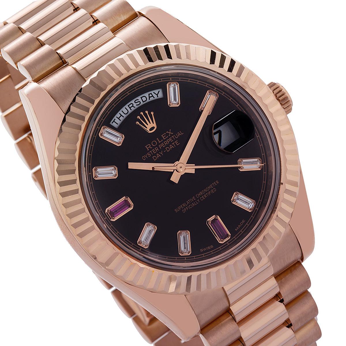 Rolex Day-Date II 218235 41MM Black Dial With 18K Rose Gold Presidential Bracelet